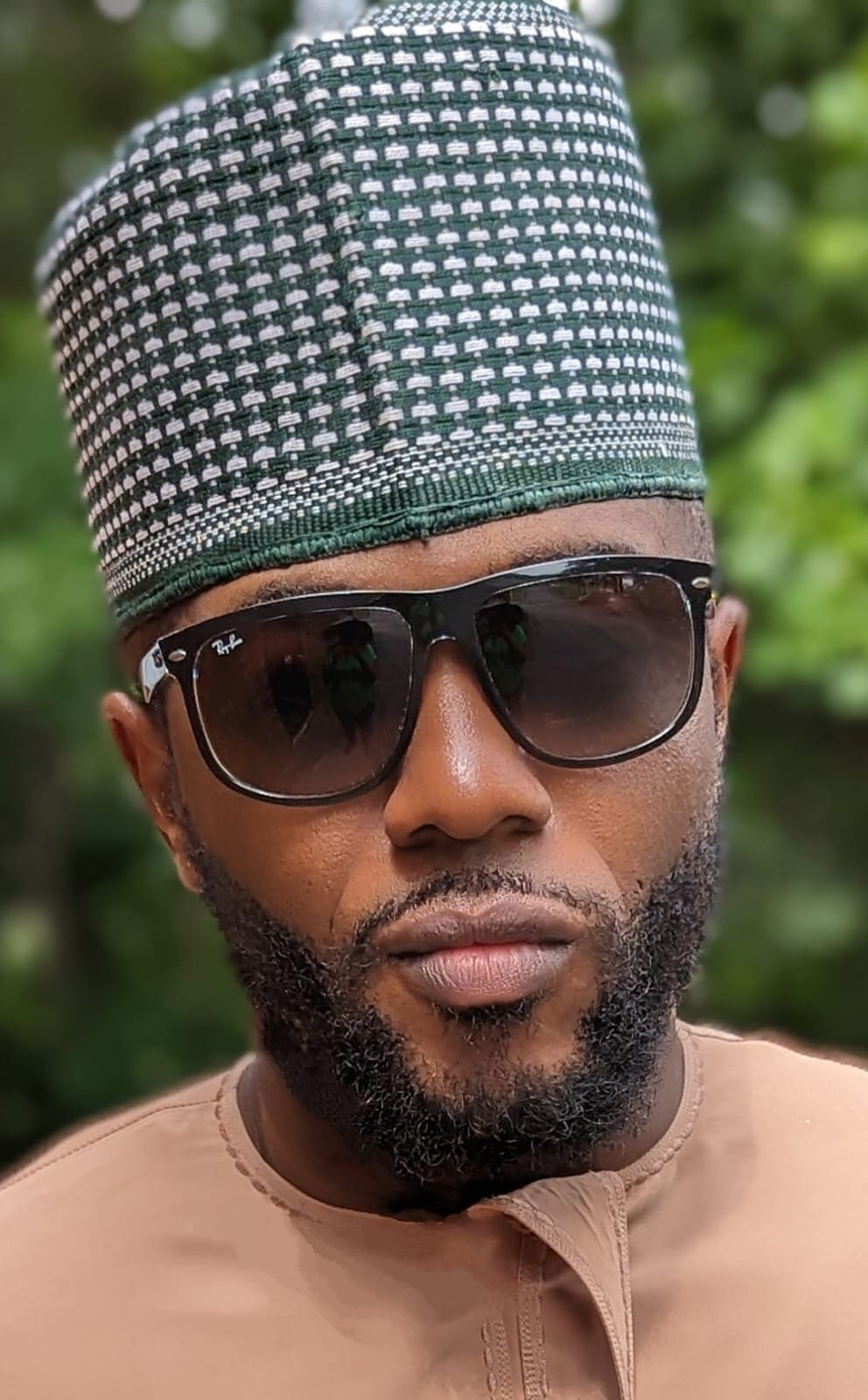 Akmed Green and Off-White African Northern-Nigerian Mallam handwoven hat-DPHMHGW21、mySite、solidvoid