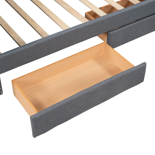 Upholstered Twin Size daybed with Two Drawers, Wood Slat Support, Gray(OLD SKU :LP000011AAE)、、casual