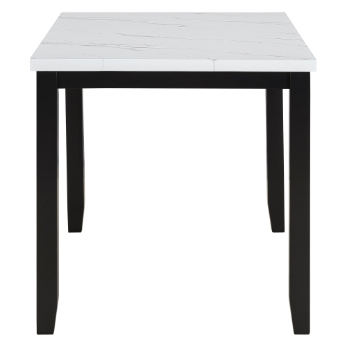 TREXM Faux Marble 5-Piece Dining Set Table with 4 Thicken Cushion Dining Chairs Home Furniture, White/Beige+Black、、casual