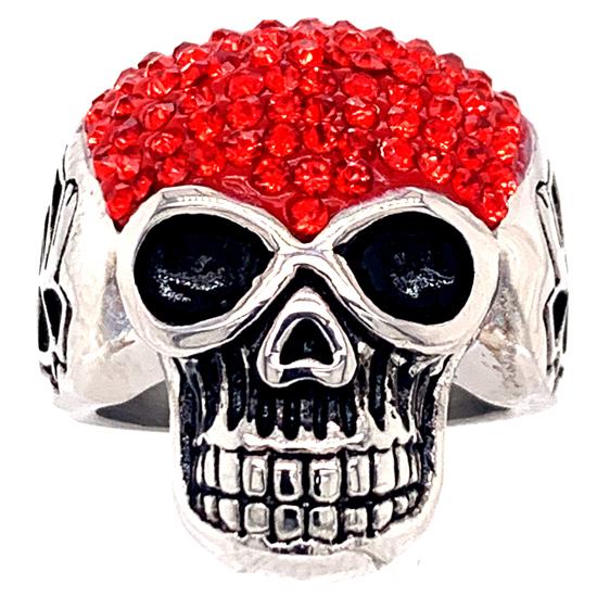 Skull With Tiny Red Accent CZ Stones Stainless Steel Ring / SCR3105、mySite、dreamappss