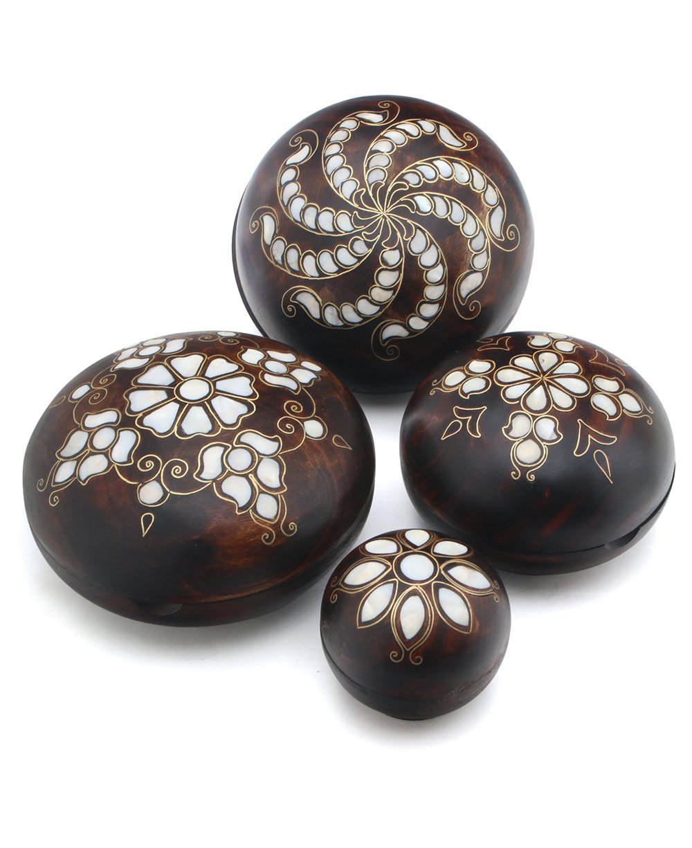 Mother of Pearl Inlay Round Wood Trinket Boxes、mySite、topwebapps