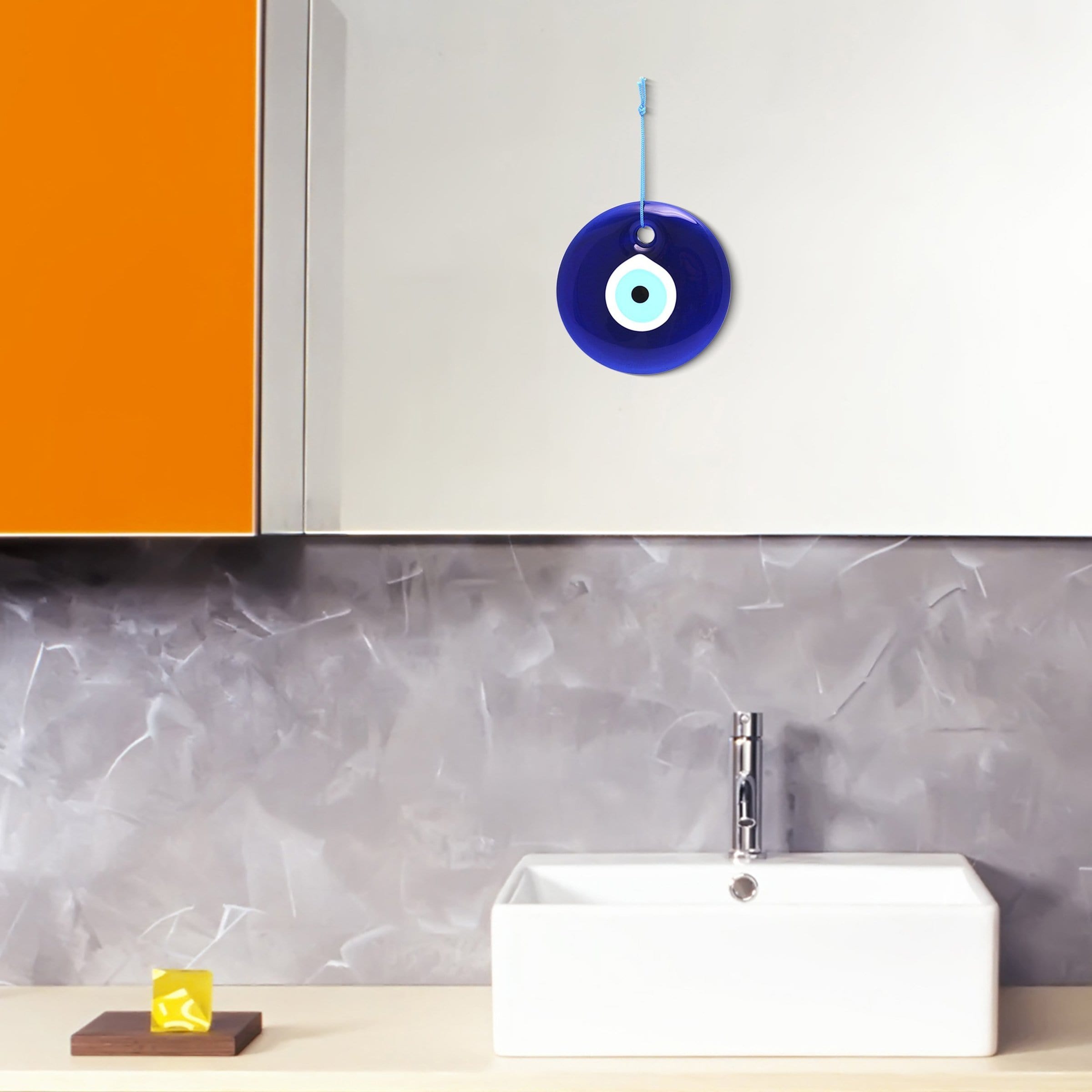 Evil Eye Glass Wall Hanging - Silver, Gold or Blue Border、mySite、topwebapps