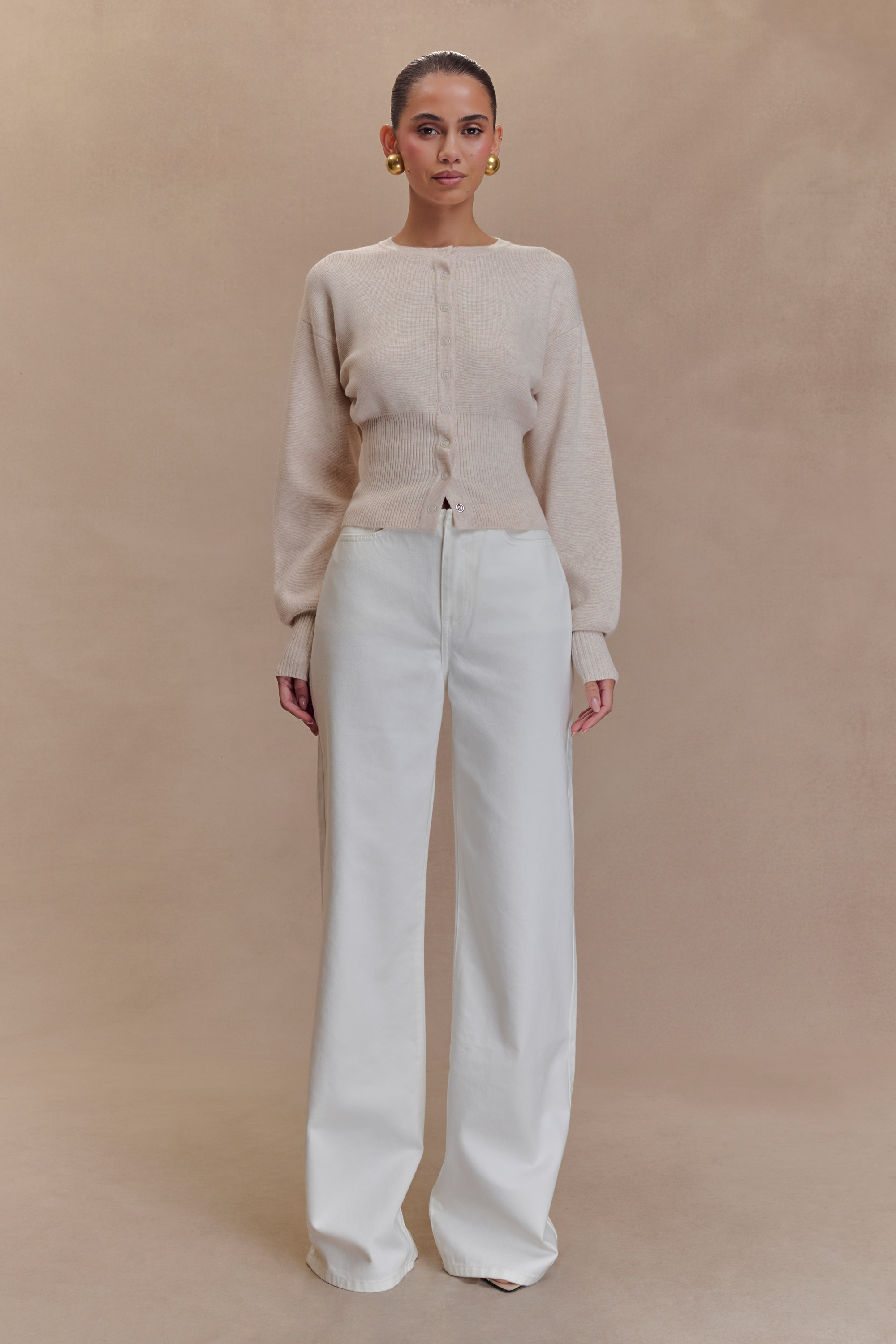 Ferne Button Up Knit Cardigan - Oat Marle、mySite、solidvoid