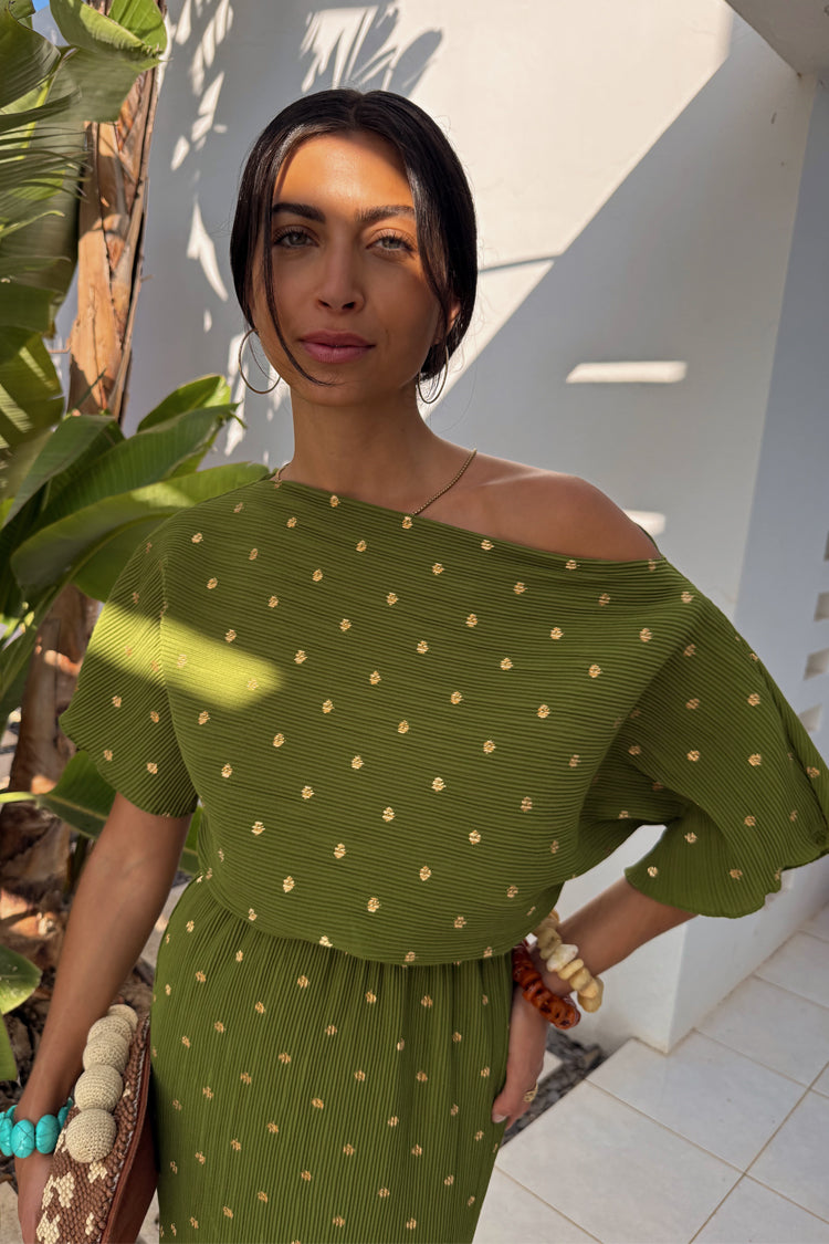 Khaki Plisse Tilly Dress Petite、mySite、solidvoid