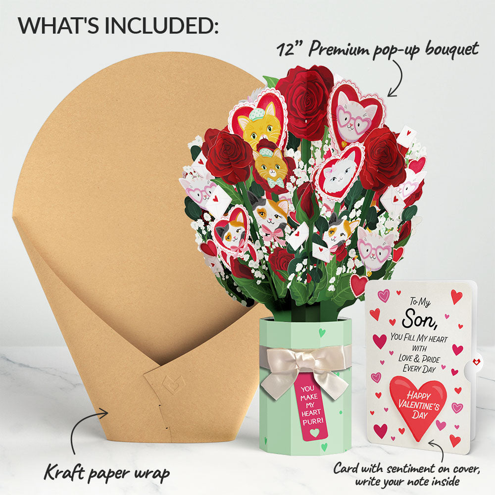 You Make My Heart Purr Cat Valentine Bouquet and Sentiment Set for Son、mySite、solidvoid