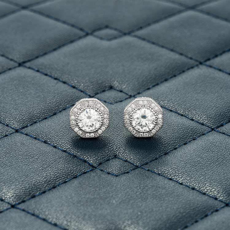 10MM Moissanite Halo Stud Earrings 14K Gold、mySite、hinf8tx79
