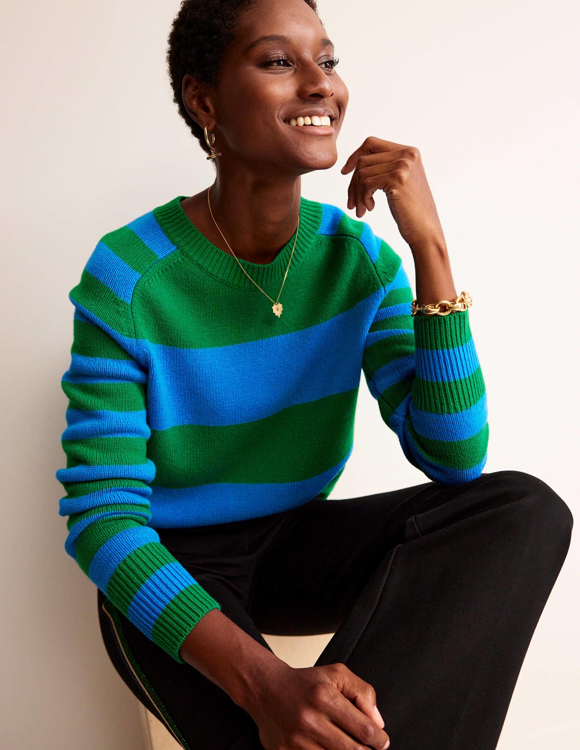  Olivia Merino Jumper-Bight Cobalt / Veridian Green、mySite、ashleygrahame