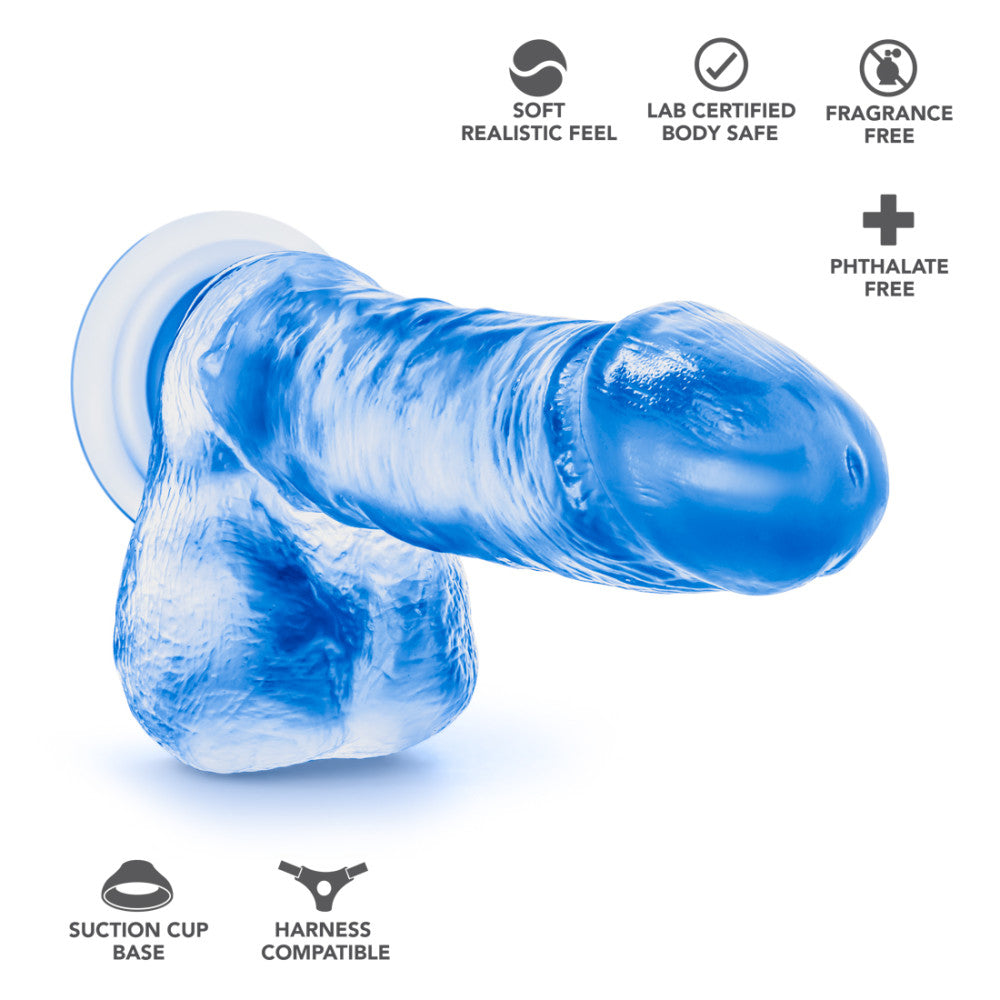 B Yours By Blush® | Sweet N' Hard 2 Realistic Blue 8-Inch Long Dildo With Balls & Suction Cup Base、mySite、bottomscart
