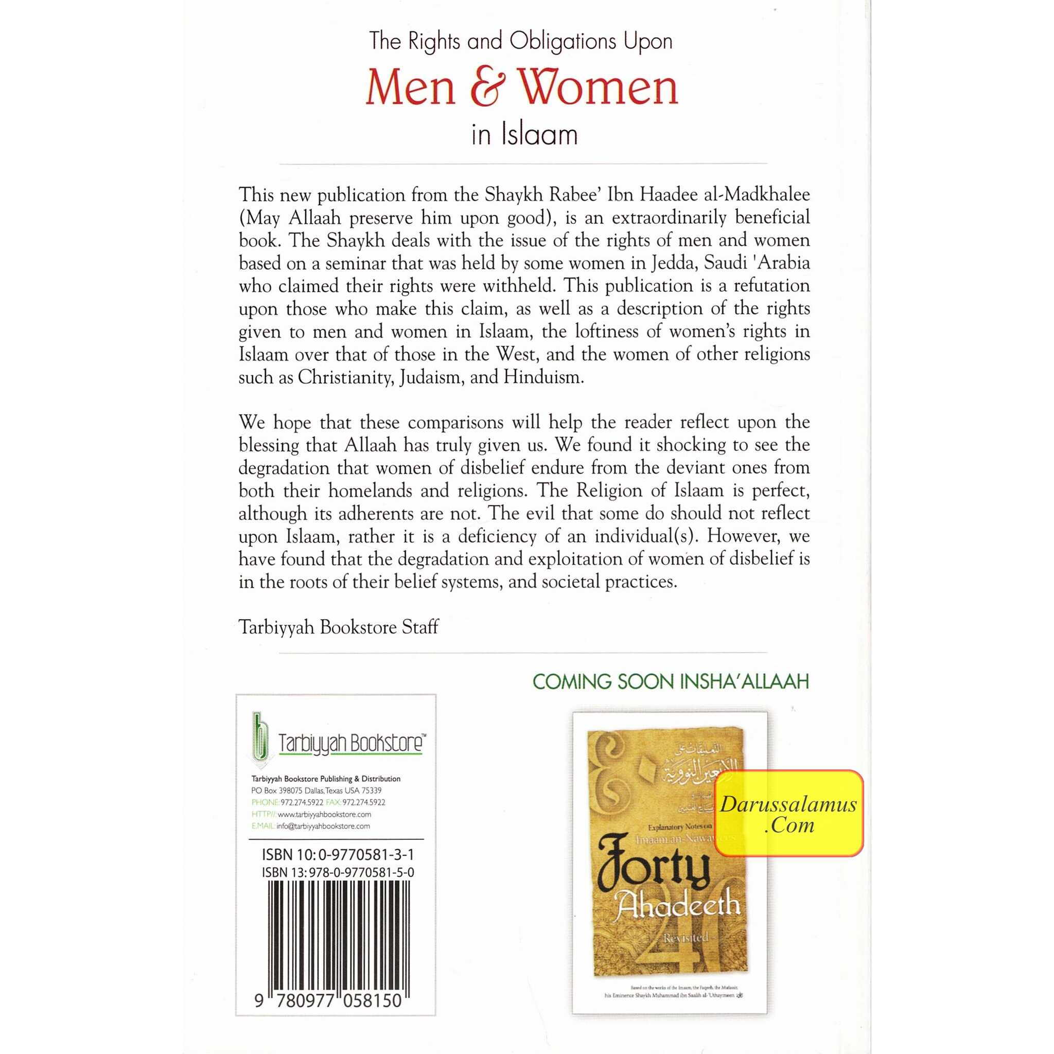 Rights and Obligations Upon Men & Women in Islaam By Rabee' Ibn Haadee al-Madkhalee、mySite、topwebapps