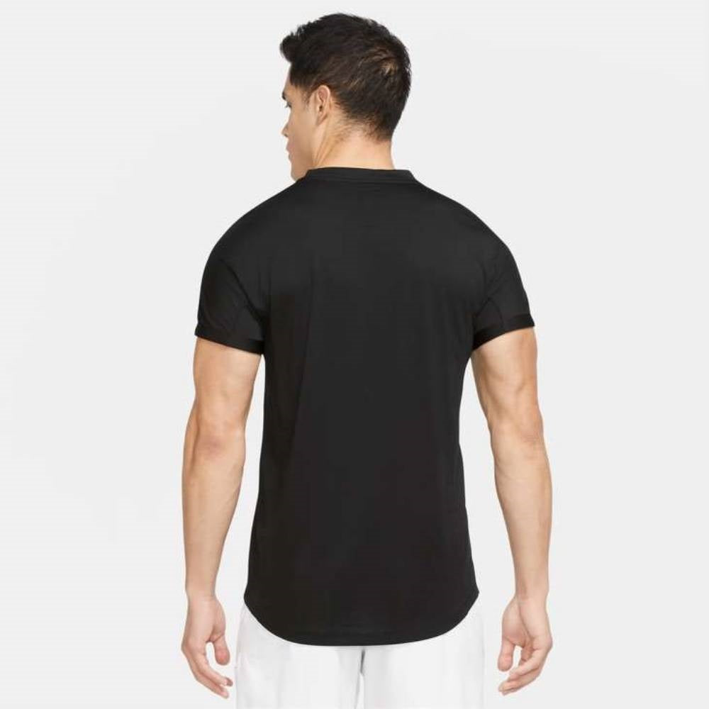 Nike Men's Dri-FIT Slam Zip Polo (Black/White)