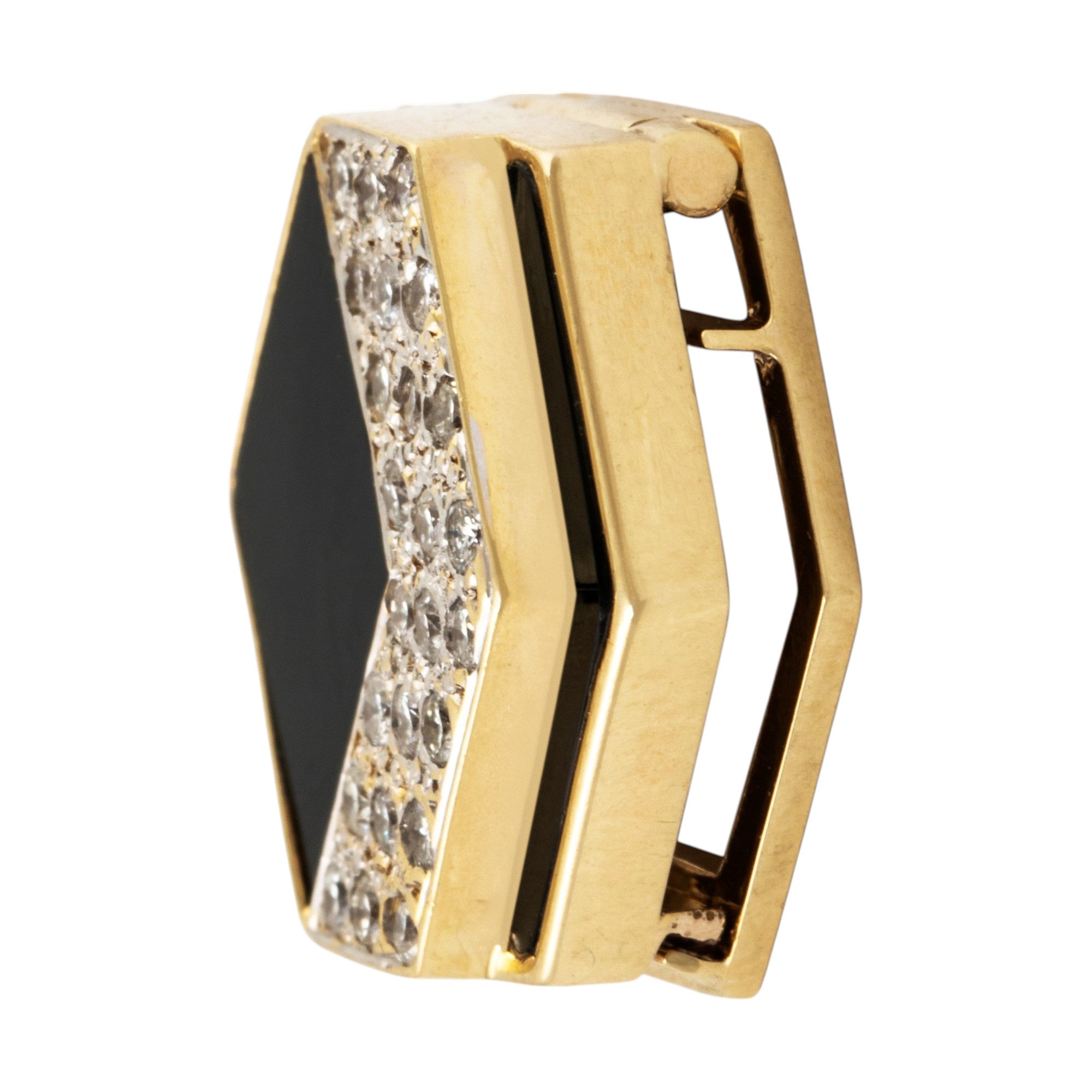 Vintage 14k Yellow Gold Onyx .336cttw Diamond Chic Chevron Enhancer Pendant、mySite、hinf8tx79