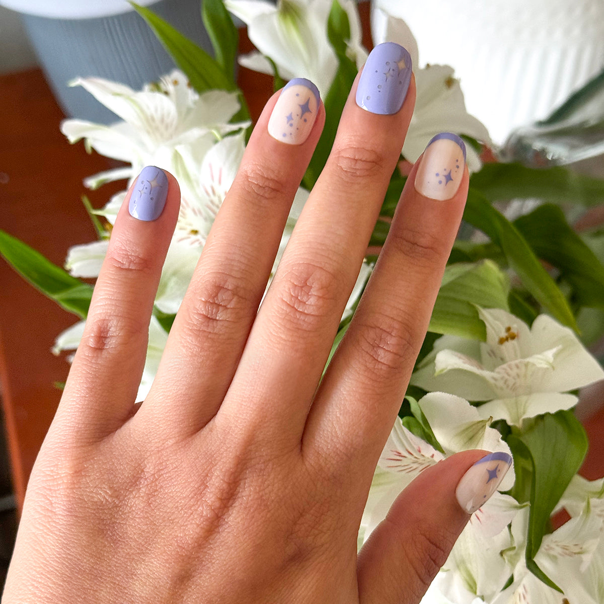 Mixed Purple Sparkle | Extra Short | Round - Tab Press-On、mySite、solidvoid