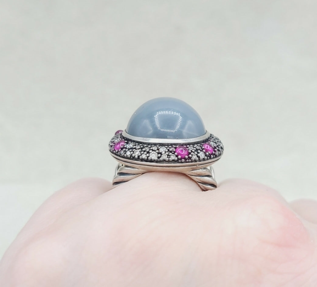 David Yurman Cerise Midnight Melange Ring 鈥?Moonstone & Ruby、mySite、hinf8tx79