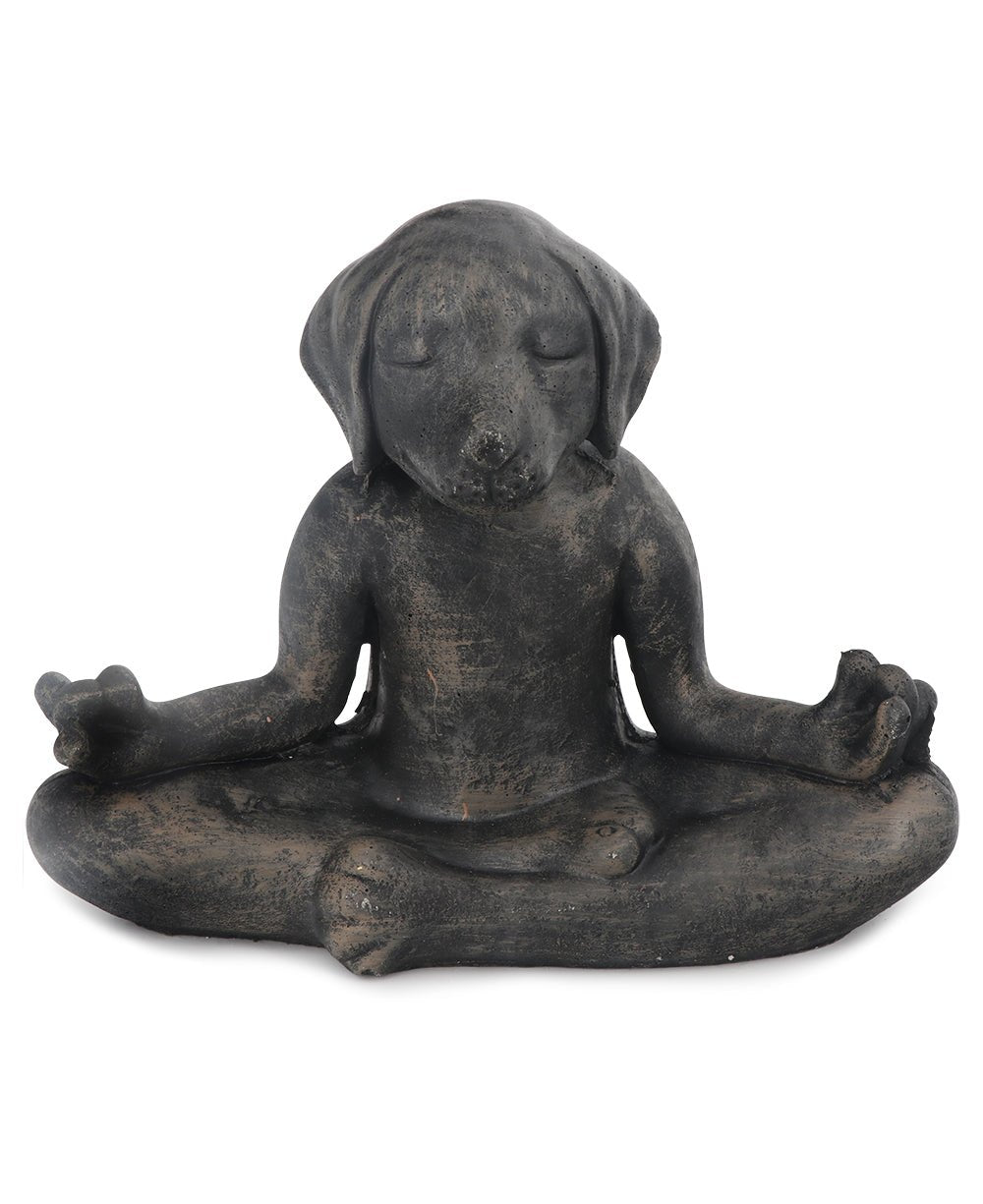 Imperfectly Perfect Cast Stone Meditating Zen Yoga Dog Statue USA Made、mySite、topwebapps