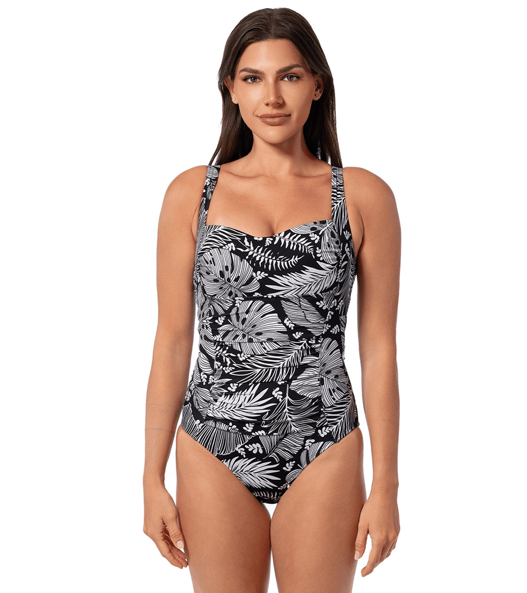 Jantzen Women's Forest Blast JanFit Double Dare One Piece Swimsuit、mySite、noshort