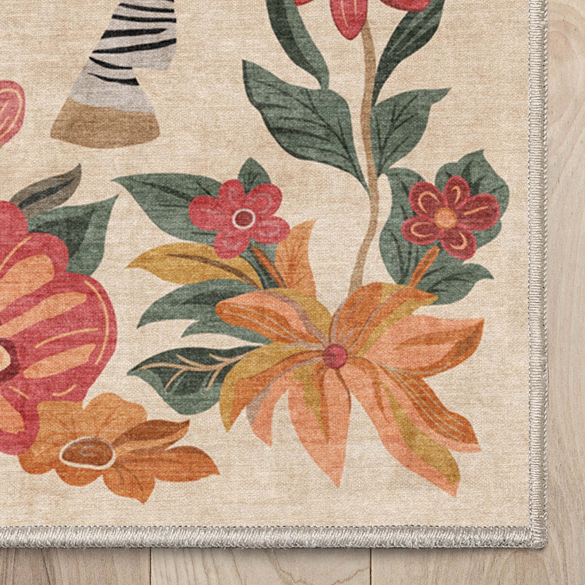 Zebra Floral Rug for Living Room, Dining Room, Bedroom and Kitchen、mySite、gigharbornorthrealestate