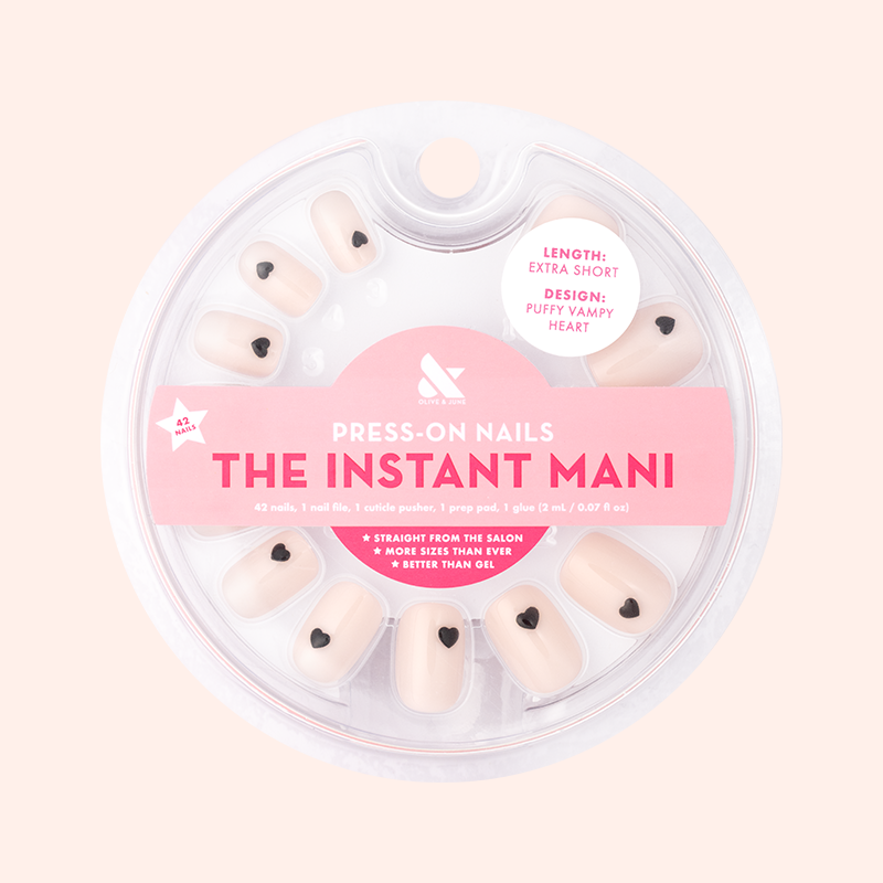 Puffy Vampy Heart - Press-On | Extra Short | Squoval、mySite、solidvoid