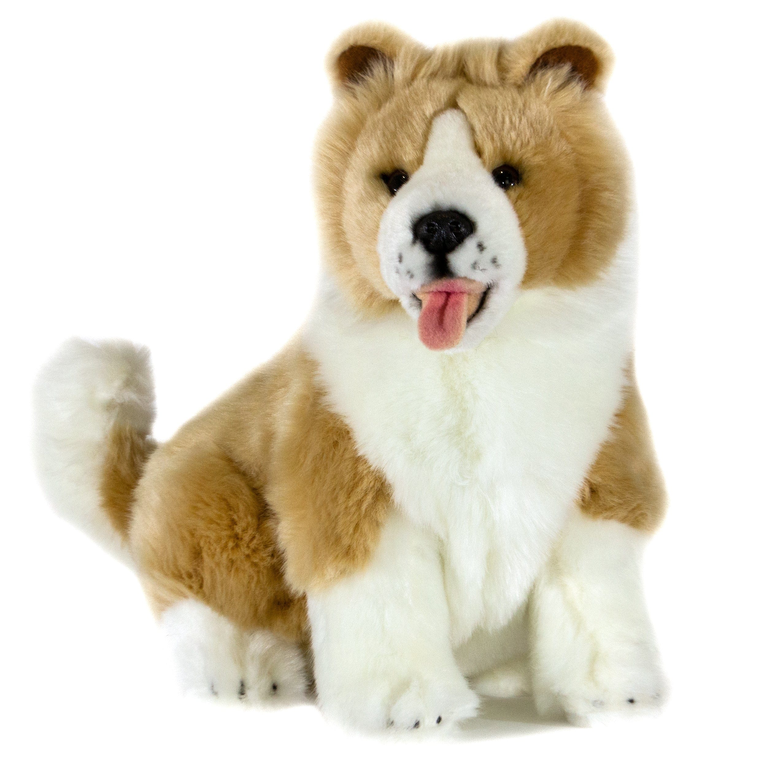 Tan and White Border Collie Sitting Plush Dog 23cm、mySite、g9winljtr