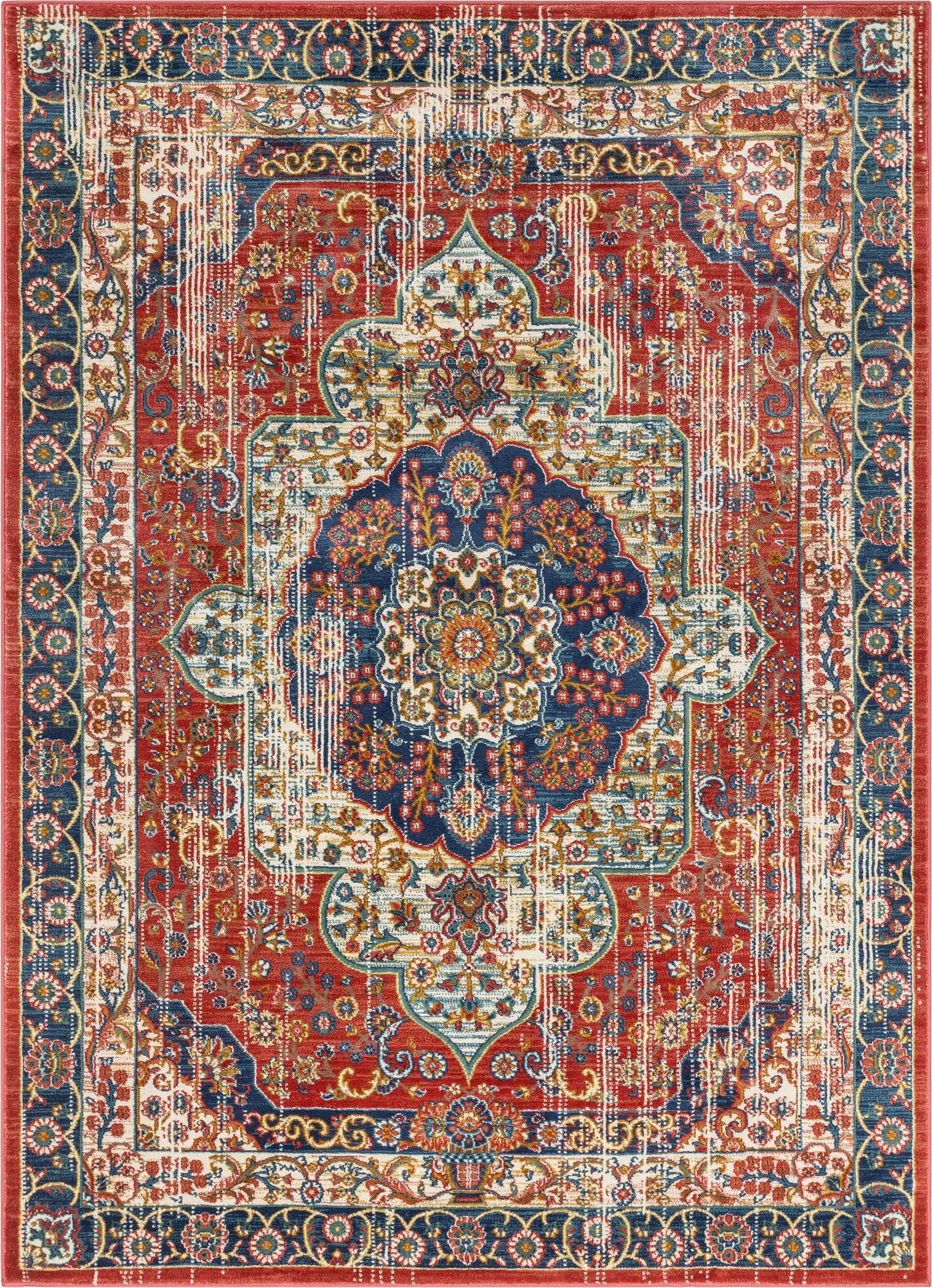 Alisha Crimson Traditional Medallion Distressed Rug、mySite、gigharbornorthrealestate