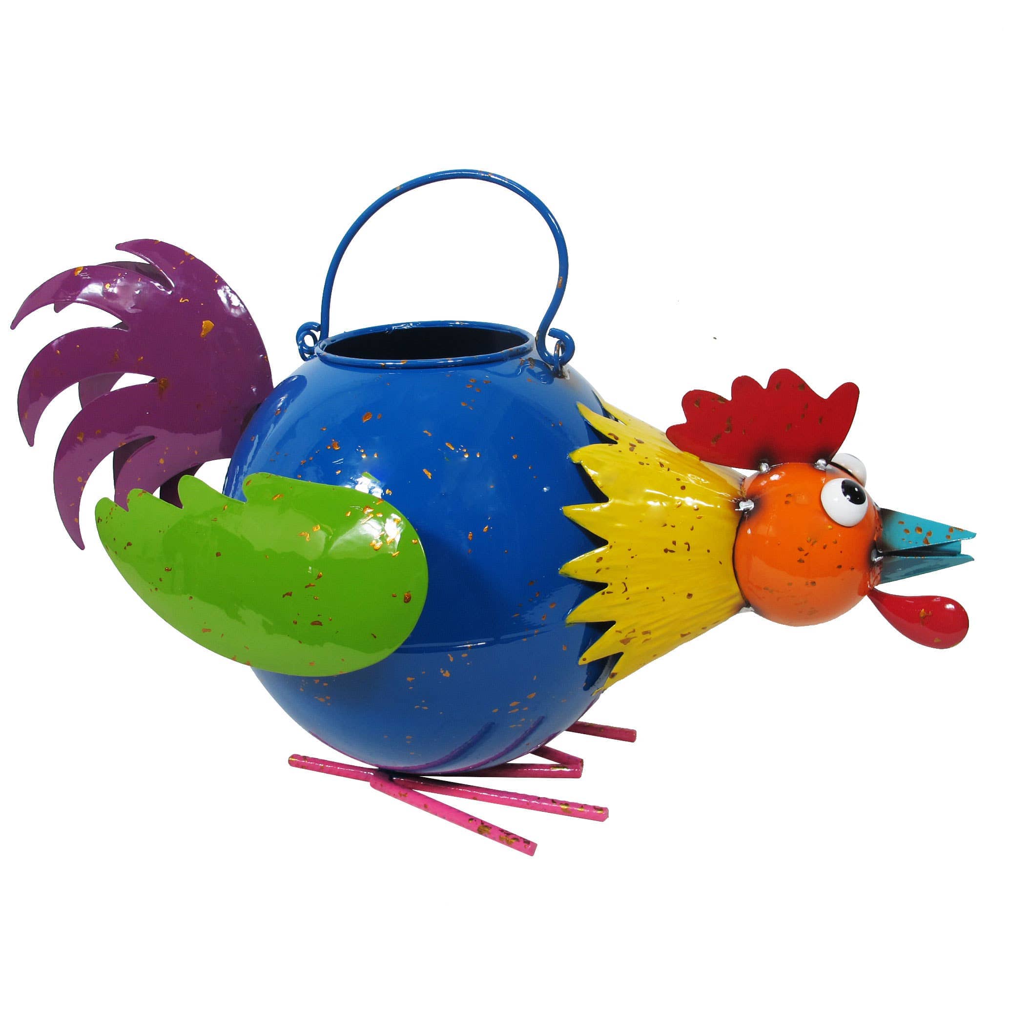 Metal Rooster Watering Can-Continental Art Center - Colorful Enameled、mySite、g9winljtr