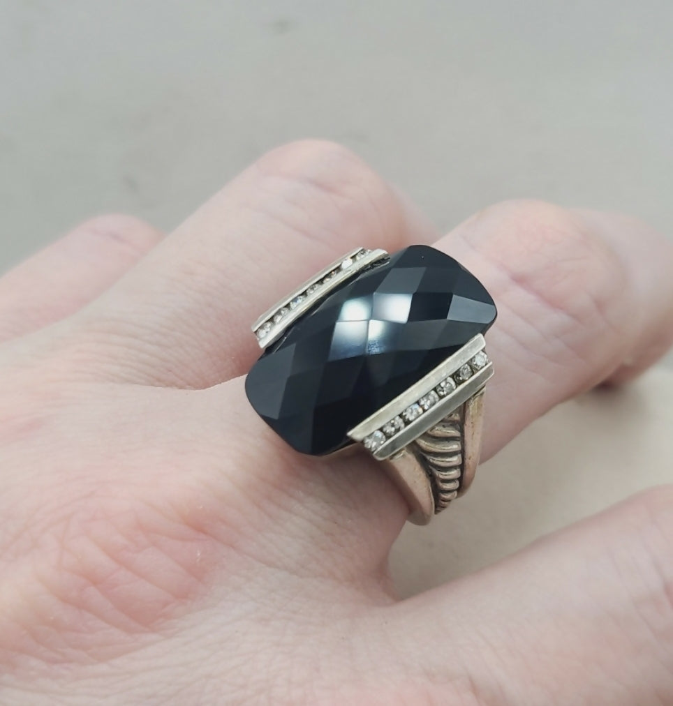 David Yurman Large Deco Ring 鈥?Black Onyx & Diamonds、mySite、hinf8tx79