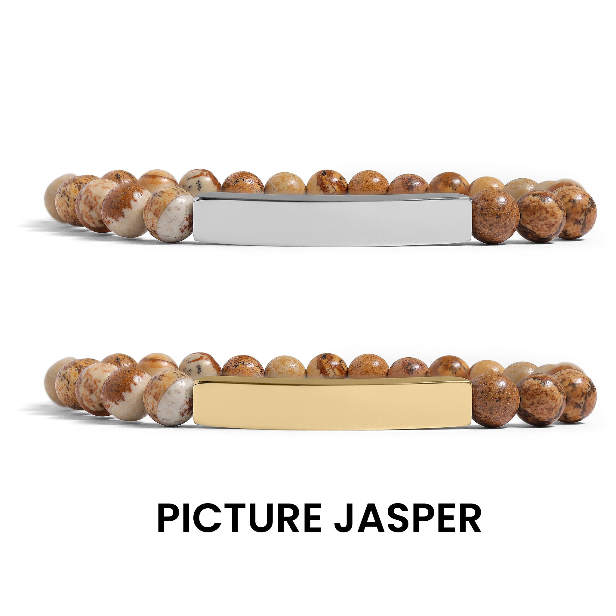 18K Gold PVD Stainless Steel Semi Precious Natural Stone Stretch Curved Bar Bracelet / SBB0278、mySite、dreamappss
