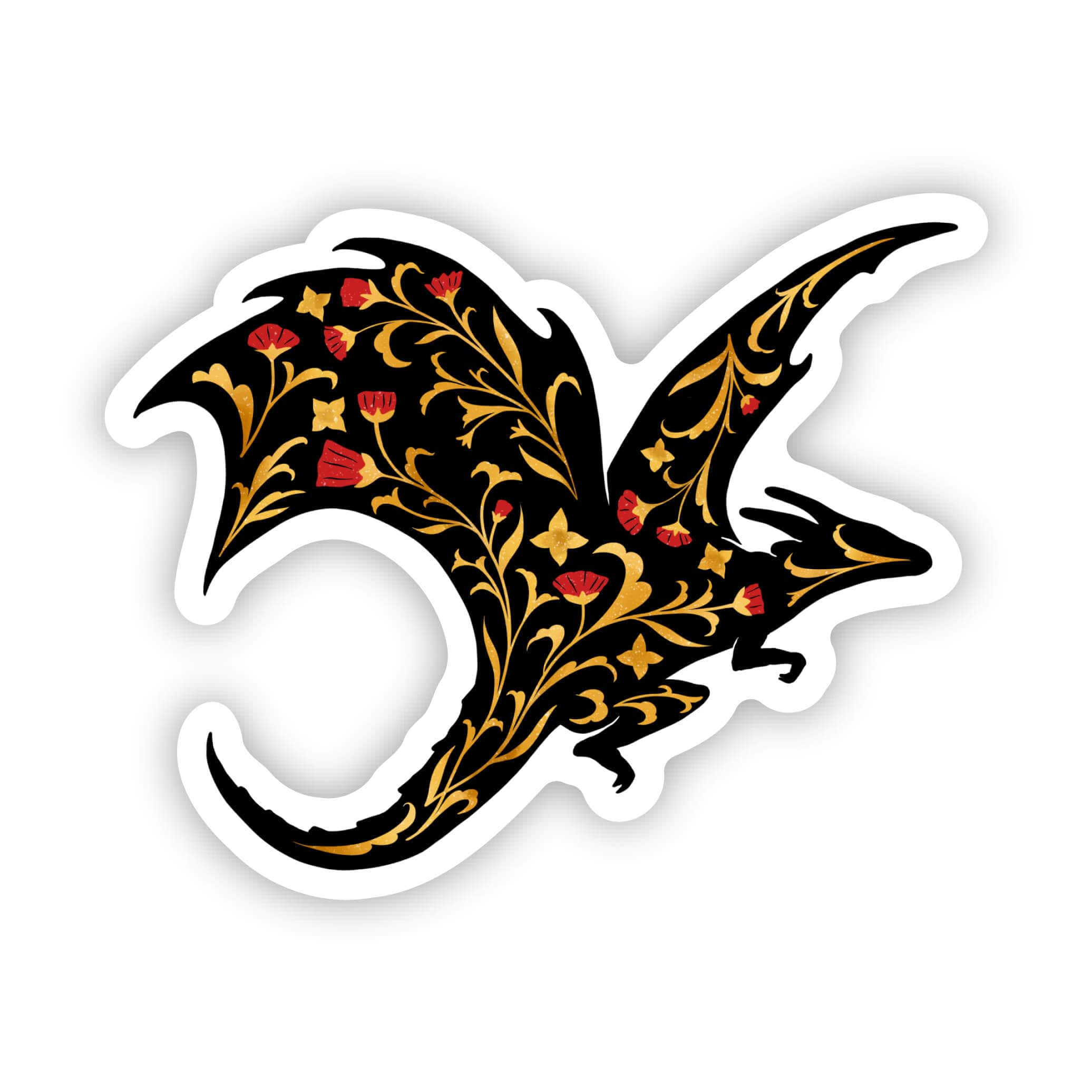  Gold & Red Flower Dragon Sticker、mySite、elrpsem3k