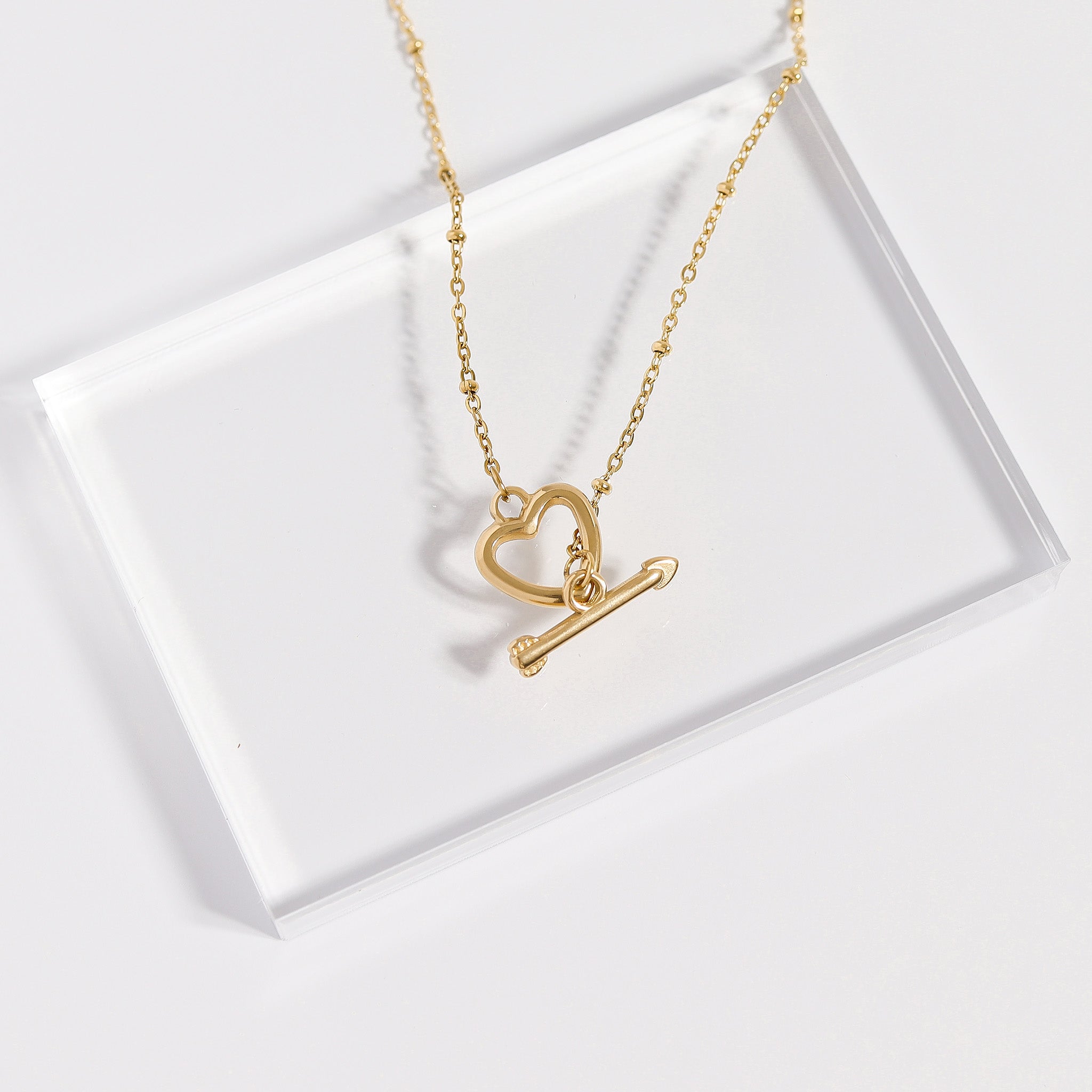 18K Gold PVD Stainless Steel Heart & Arrow Toggle Clasp / ENC0046、mySite、dreamappss