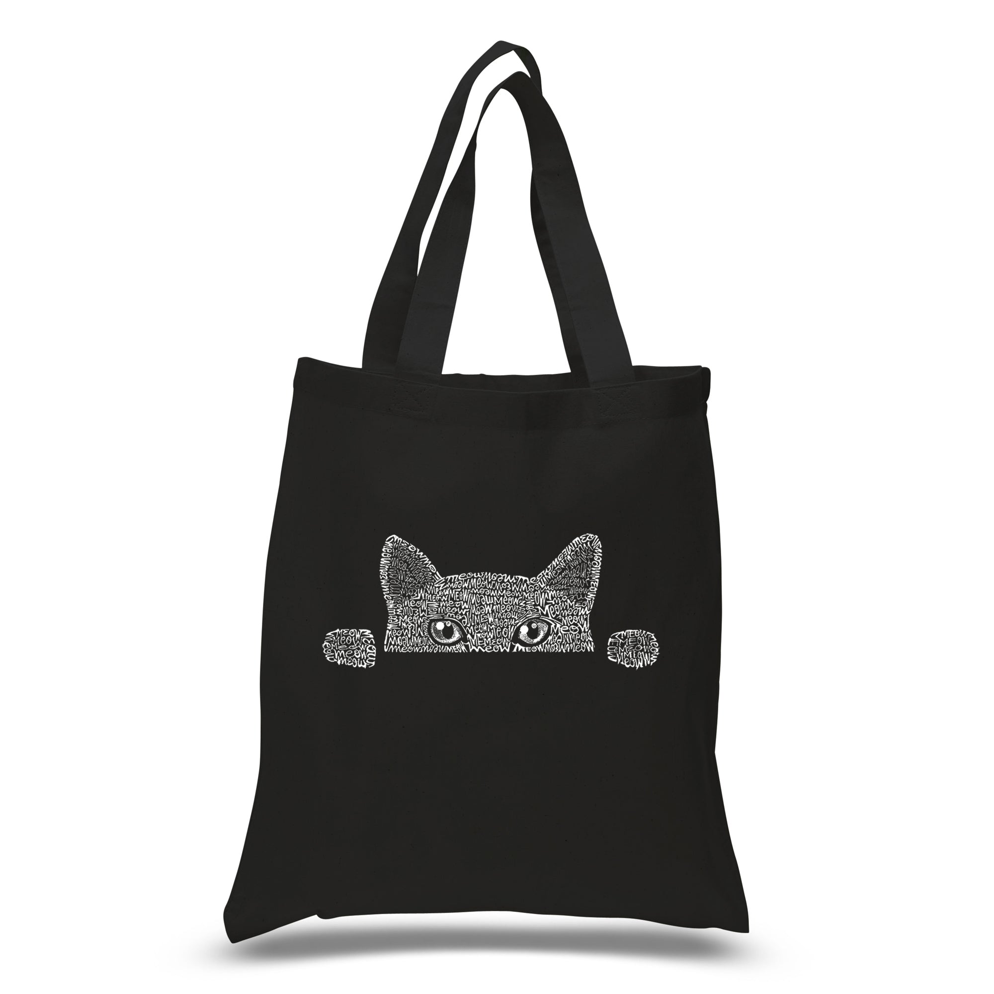 Peeking Cat - Small Word Art Tote Bag、mySite、camillekostekn