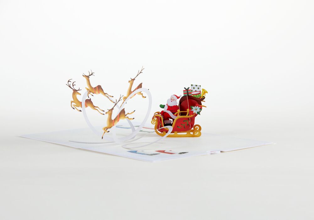 Santa Sleigh and Reindeer Pop-Up Card、mySite、solidvoid