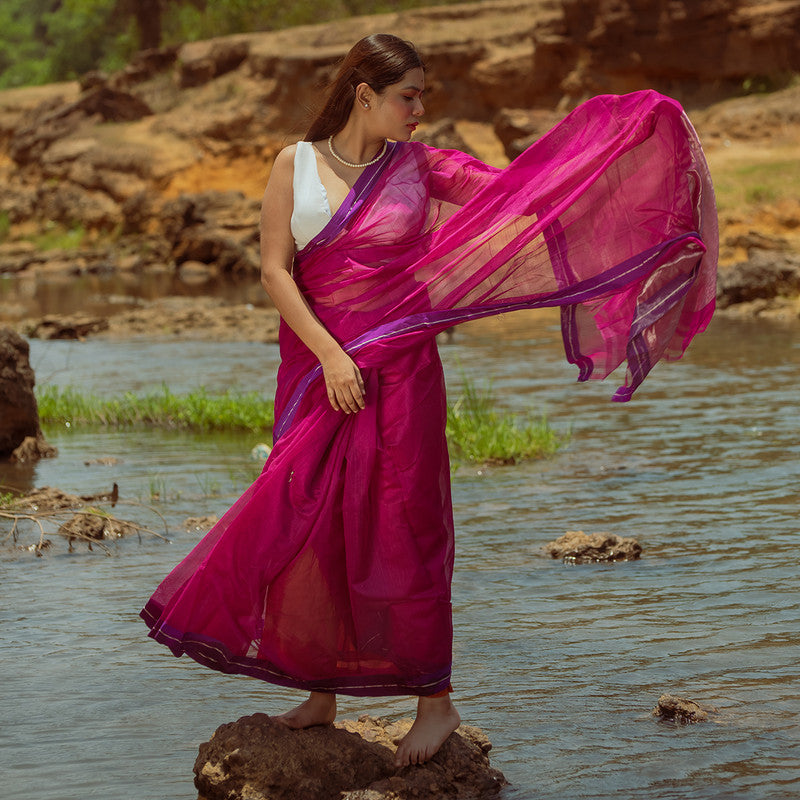 Chanderi Silk Cotton Pink Saree、mySite、camillekostekn