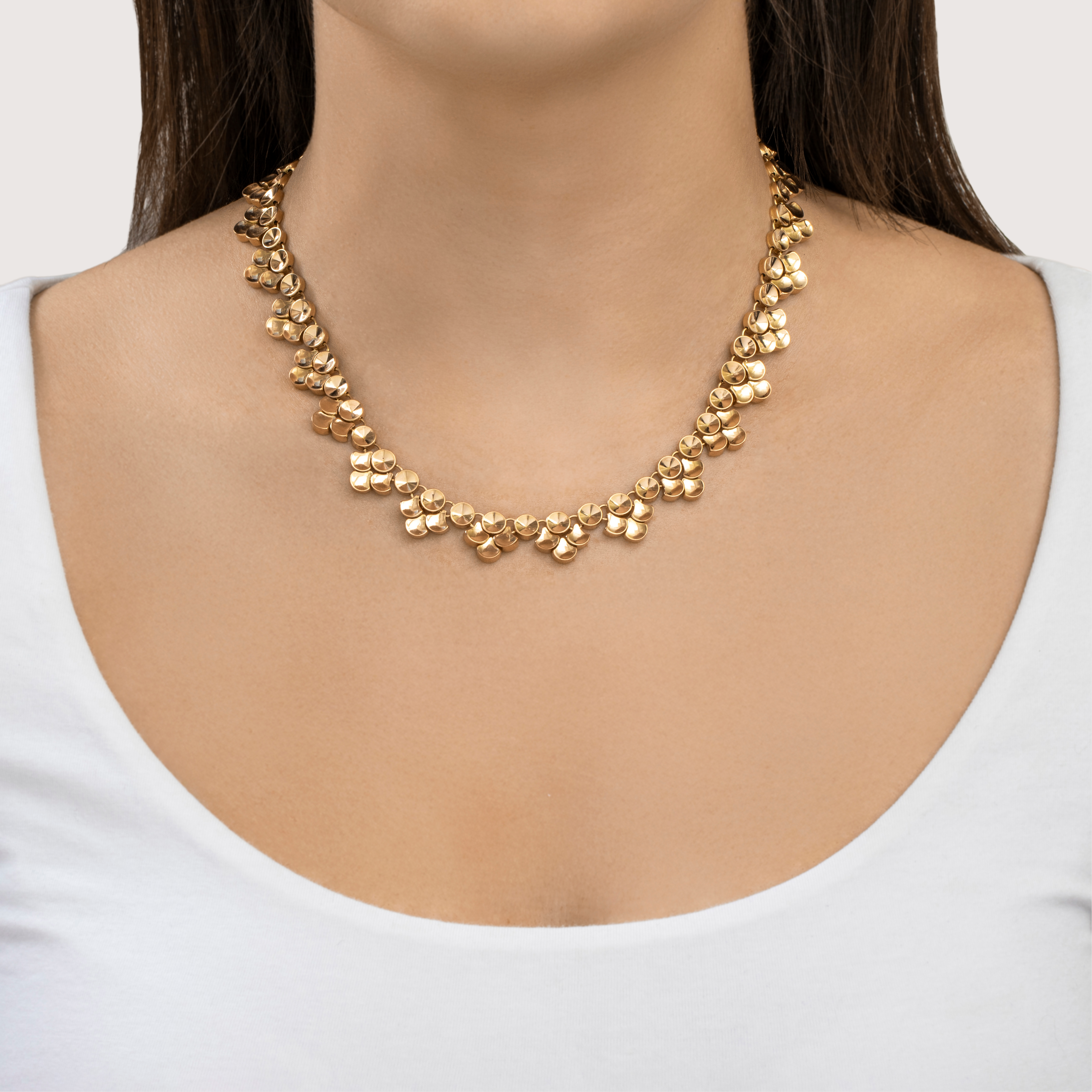 Vintage Heavy 18k Yellow Gold Superb Bubble Drop Link Necklace 16.5、mySite、hinf8tx79