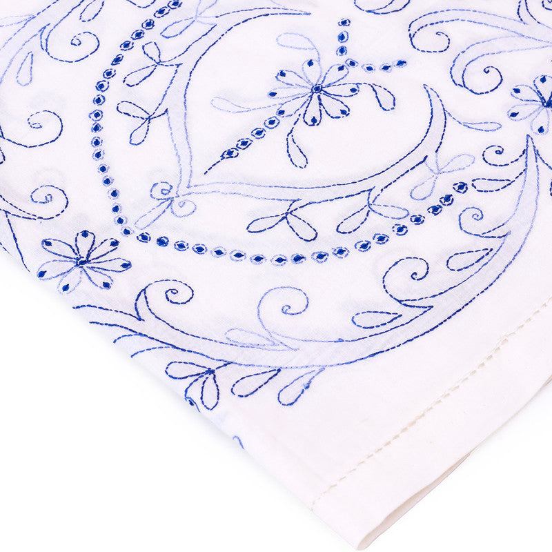 Cotton Table Runner | White & Blue | 171 x 33 cm、mySite、camillekostekn