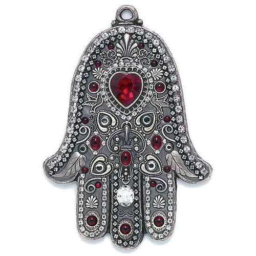 Michal Golan Red Heart and Silver Dove Wall Hamsa、mySite、topwebapps