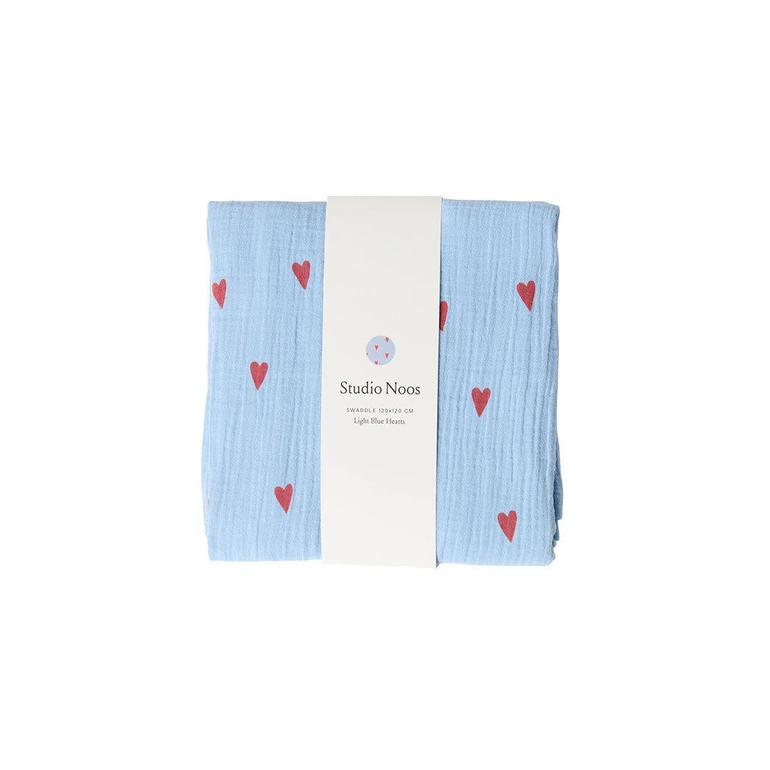  Studio Noos Light Blue Hearts Swaddle 70x70 - Light Blue、mySite、merchandisen