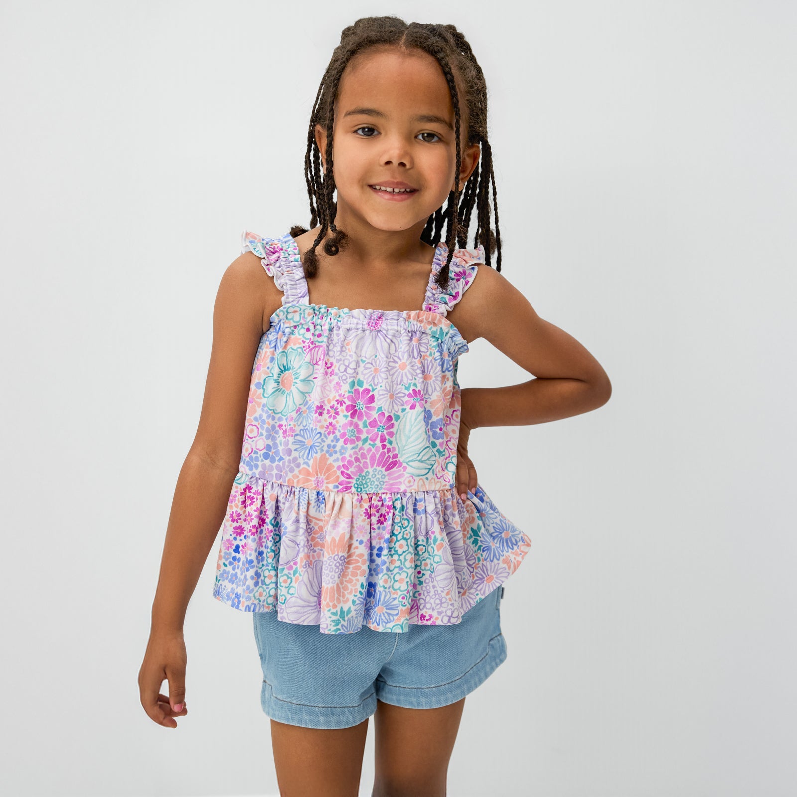  Doodle Blooms Peplum Flutter Tank、mySite、layawaytickets