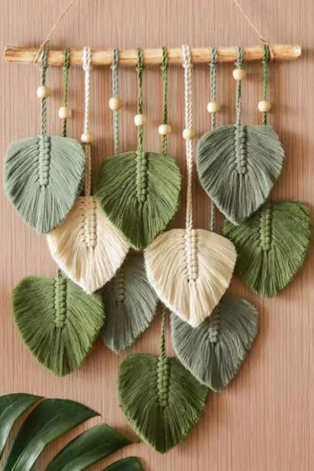 Macrame Leaf Bead Wall Hanging-Handmade, Super Cute!、mySite、g9winljtr