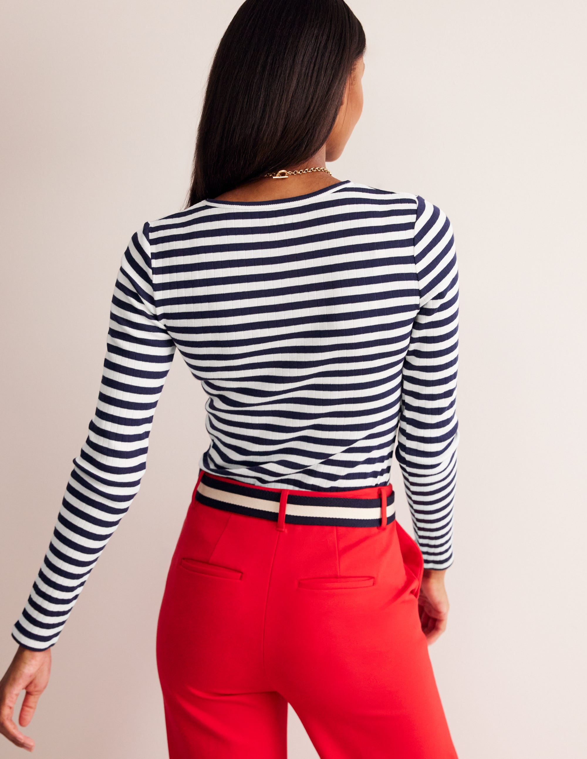  Anna Rib Long Sleeve T-Shirt-French Navy and Ivory Stripe、mySite、ashleygrahame