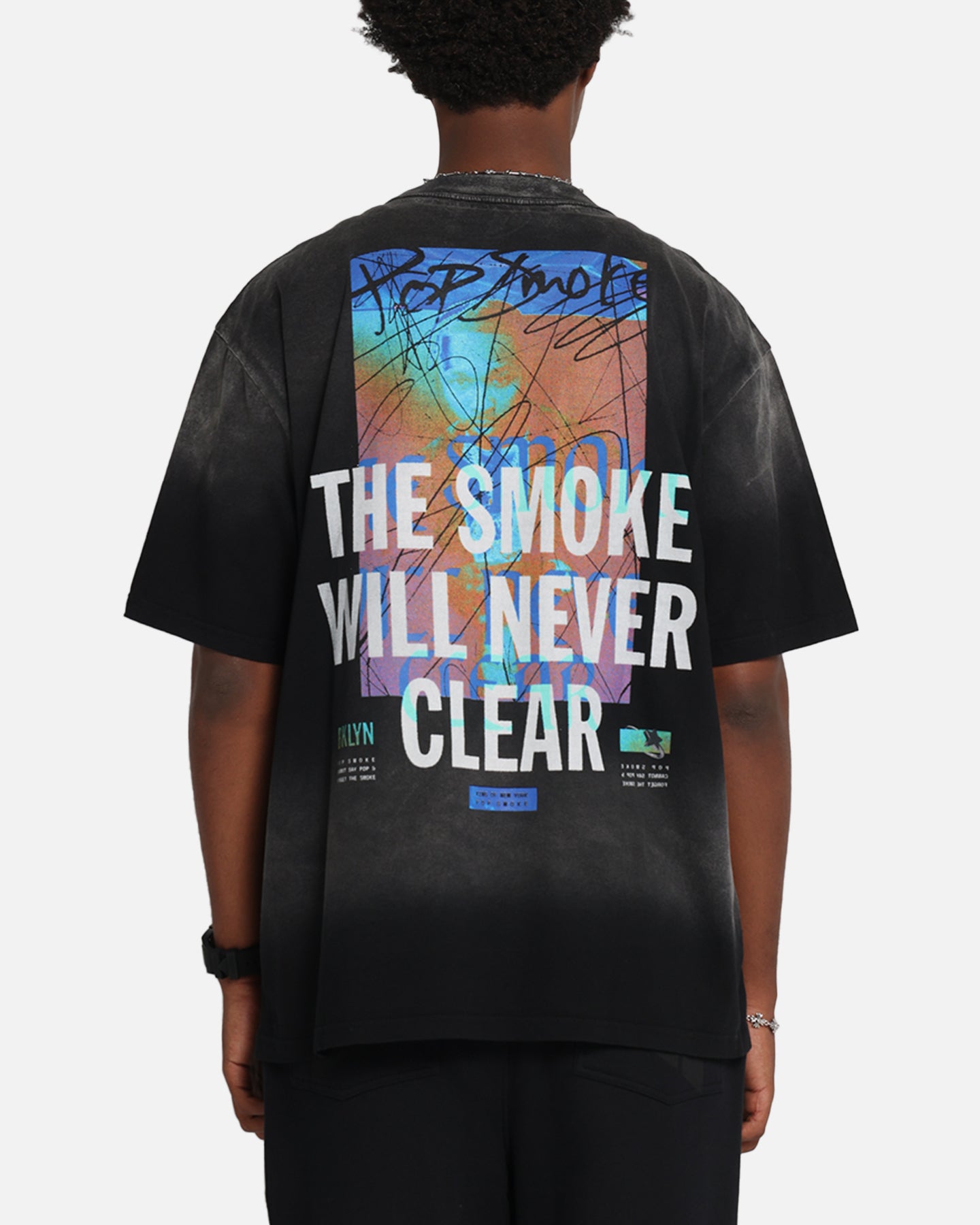 Pop Smoke Never Clear T-Shirt Black Wash、mySite、zt4zffjzw