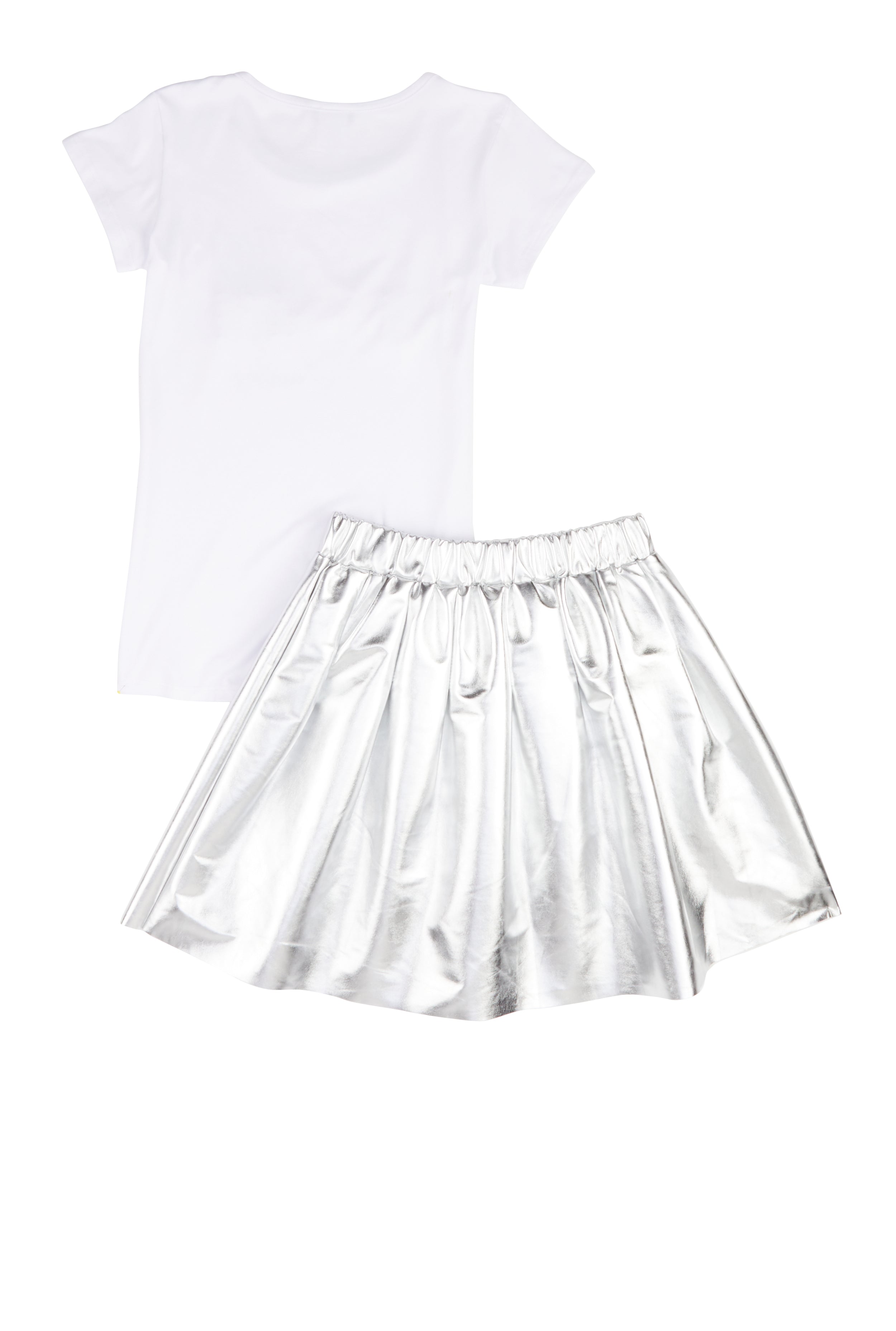 Girls Baby Girl Studded Tee and Metallic Pleated Skirt、mySite、camillekostekn