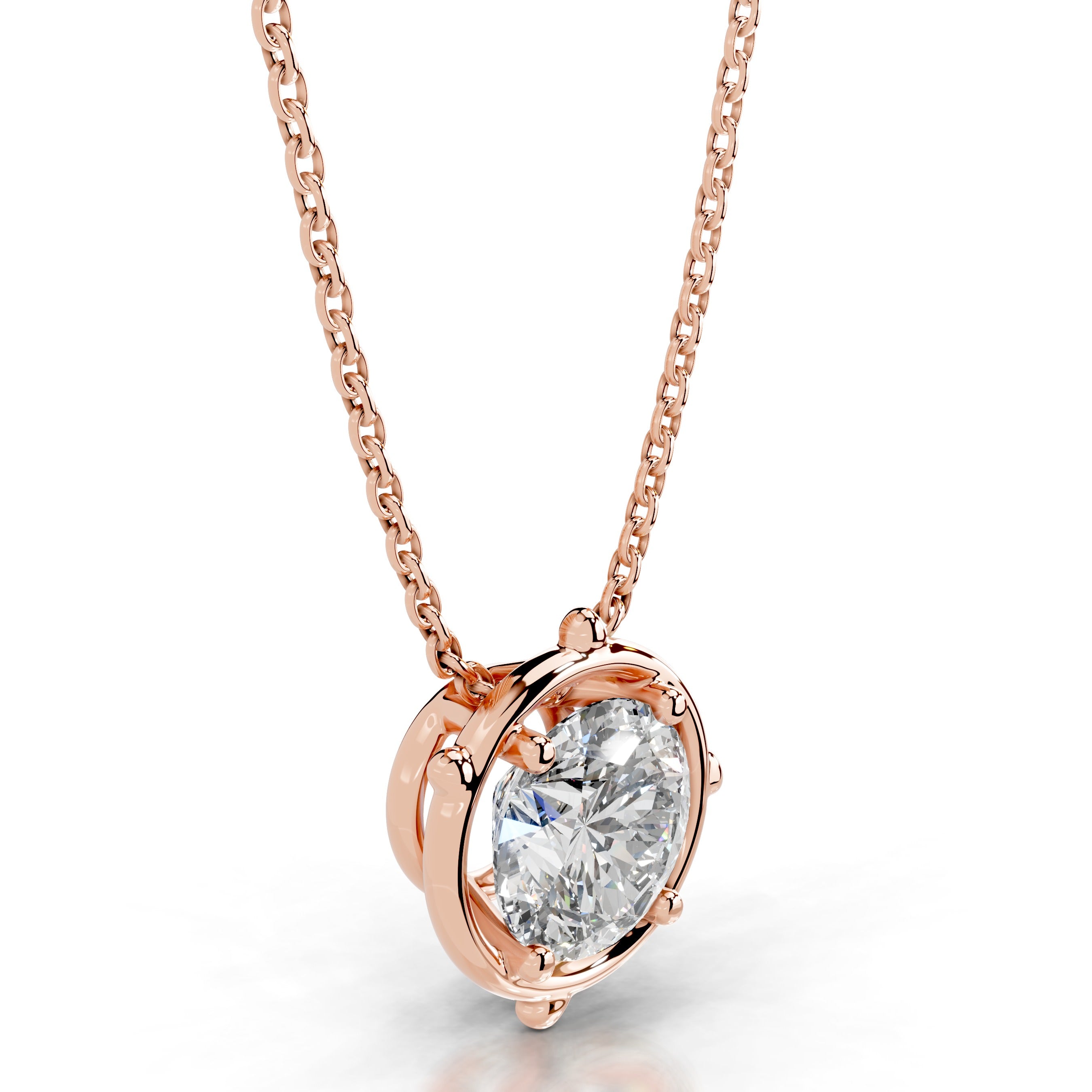 Rooted in Love Round Lab Grown Diamond Necklace - 14K Rose Gold、mySite、hinf8tx79