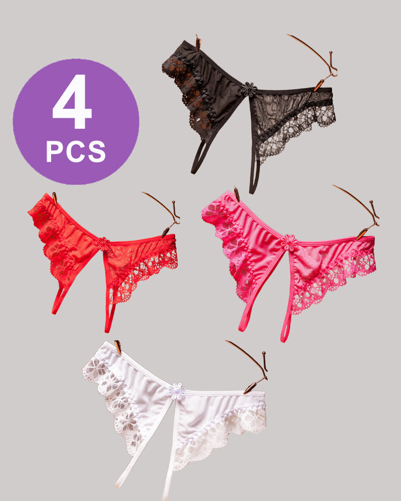 Crotchless Lace Low Waist Thong Panty Set、mySite、bengalsvssteelers