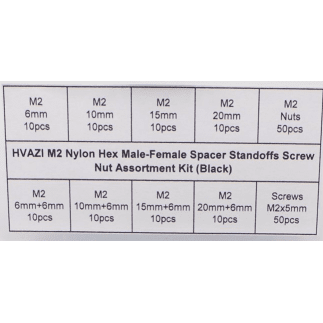 M2 Nylon Hex Male-Female Spacer Standoffs Screw Nut Assortment Kit (Black) for 2/3 and 20x20 Rigs、mySite、merchandisen