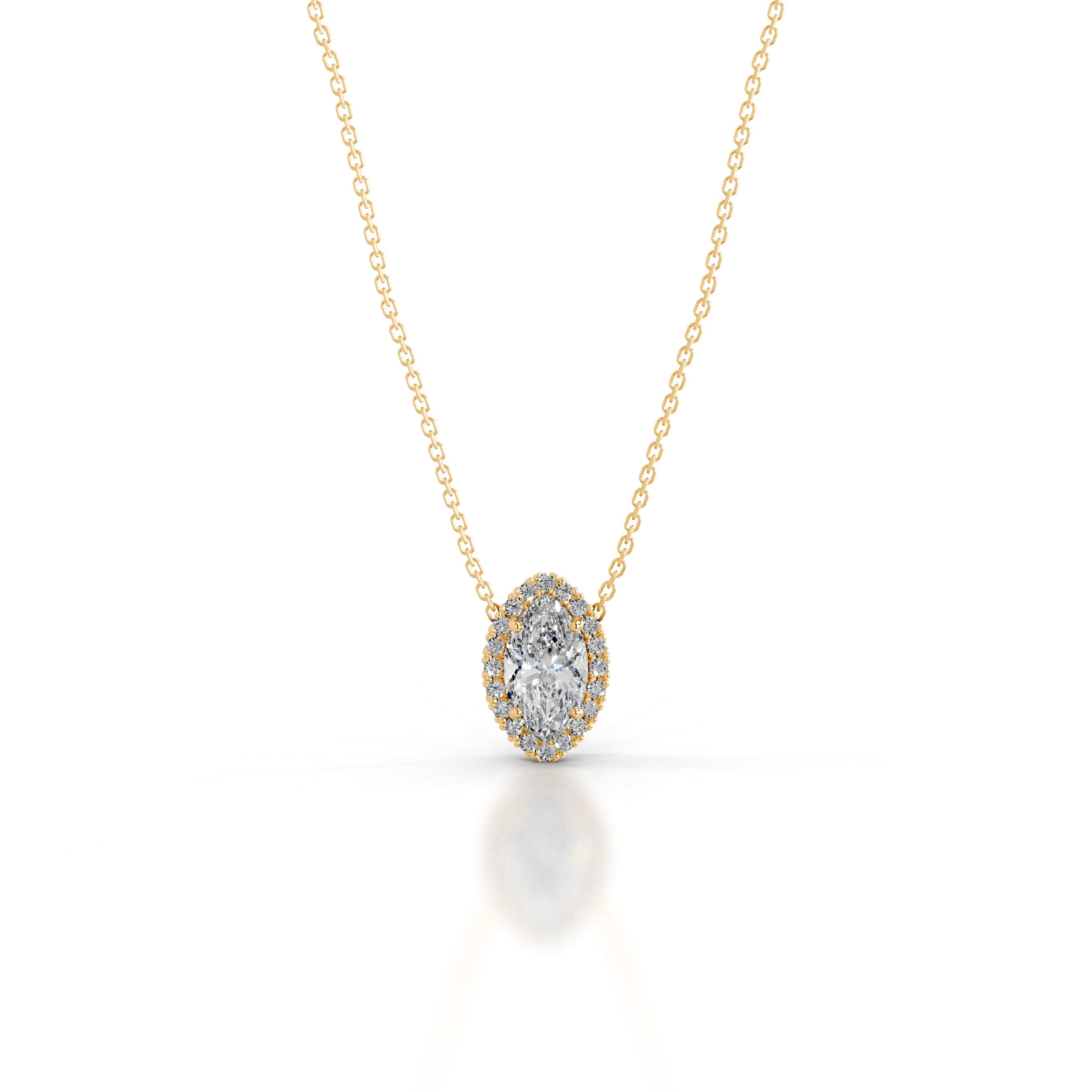 Manon Lab Grown Diamond Halo Pendant - 18K Yellow Gold、mySite、hinf8tx79