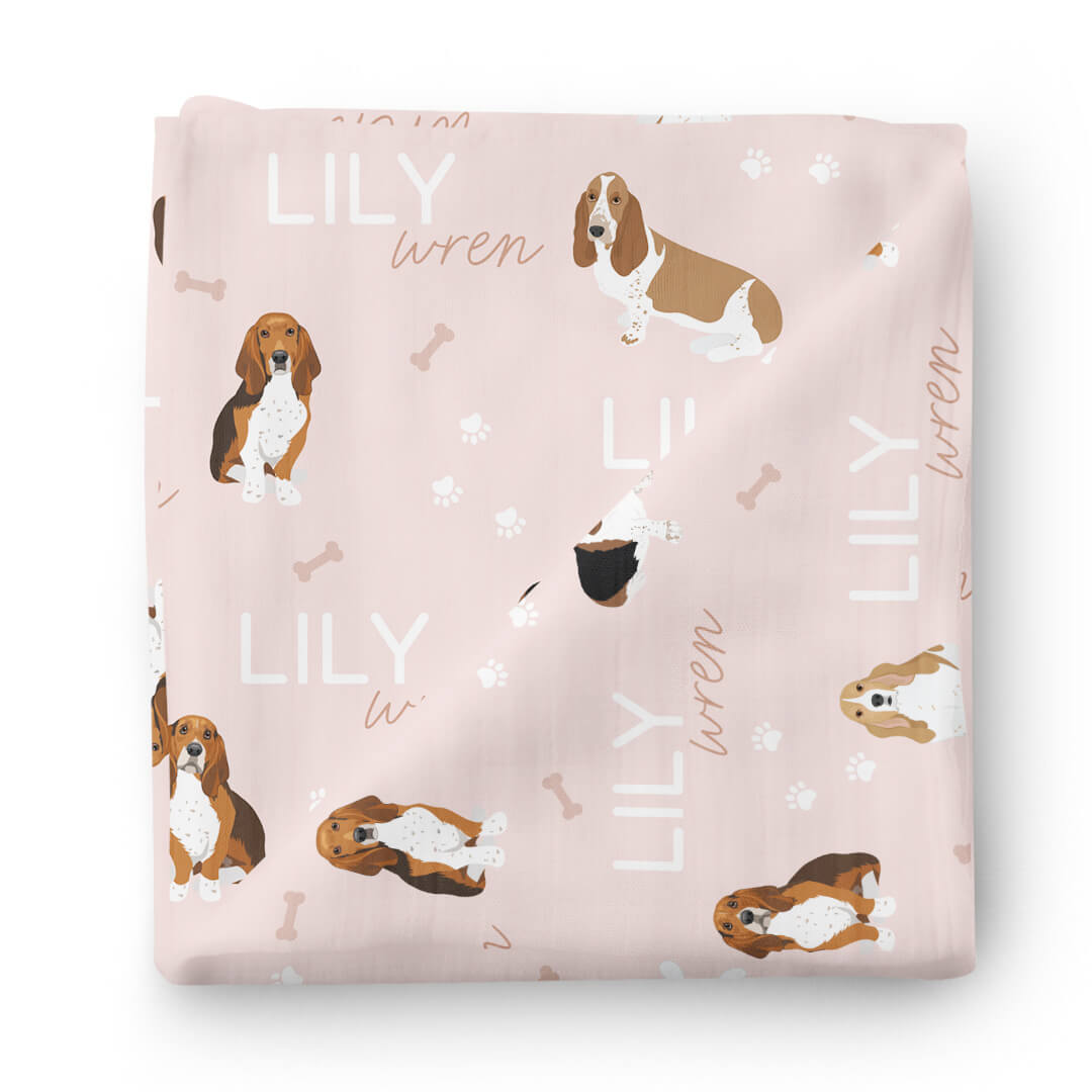  Personalized Baby Name Swaddle Blanket | Basset Hound、mySite、layawaytickets