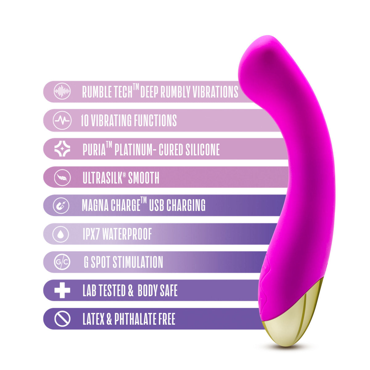 Aria By Blush® | Bangin' AF: Enhanced G-Spot Stimulation Purple Silicone Vibrator with Powerful RumboTech™ Technology、mySite、bottomscart