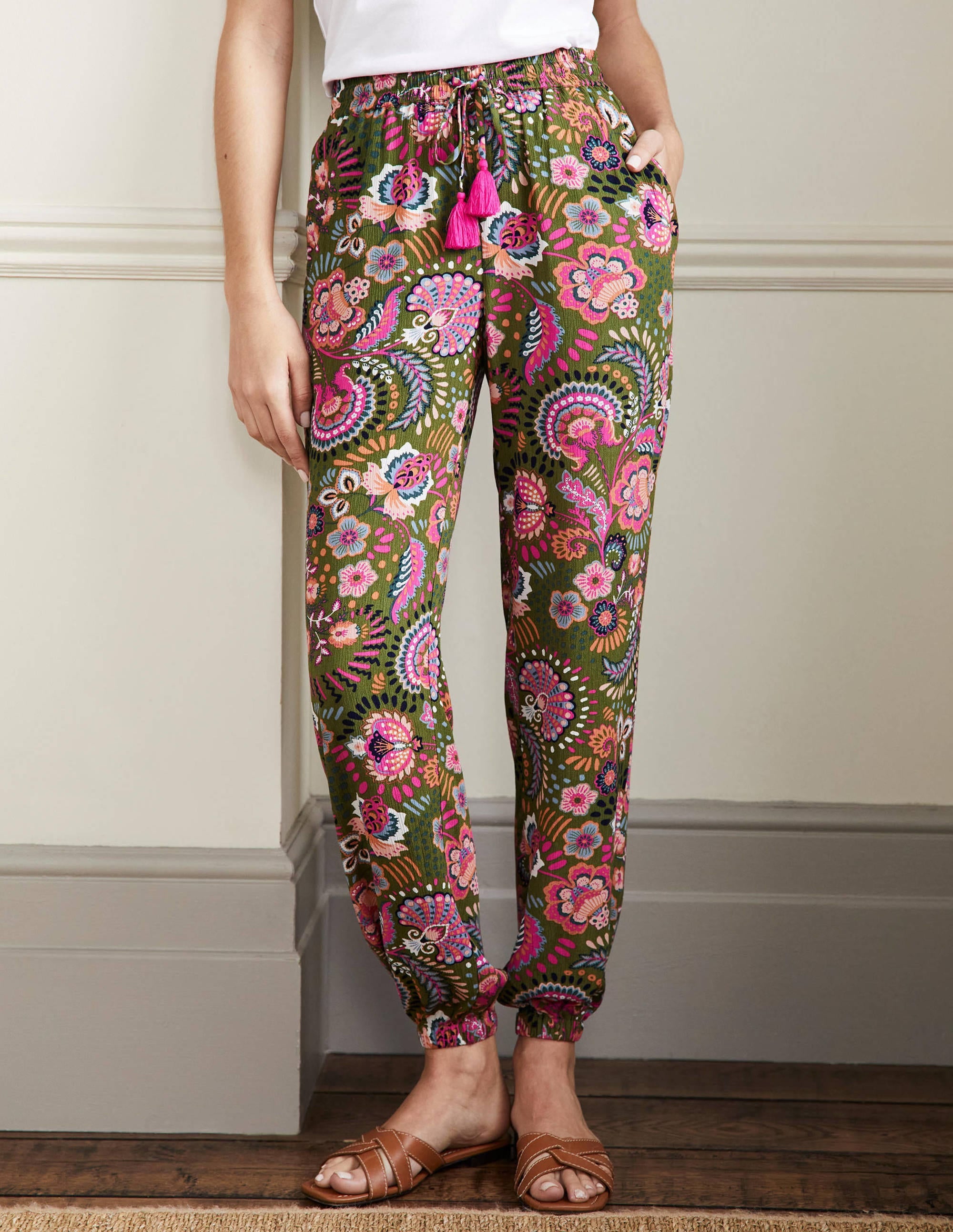  Crinkle Tapered Trousers-Pea, Decorative Meadow、mySite、ashleygrahame