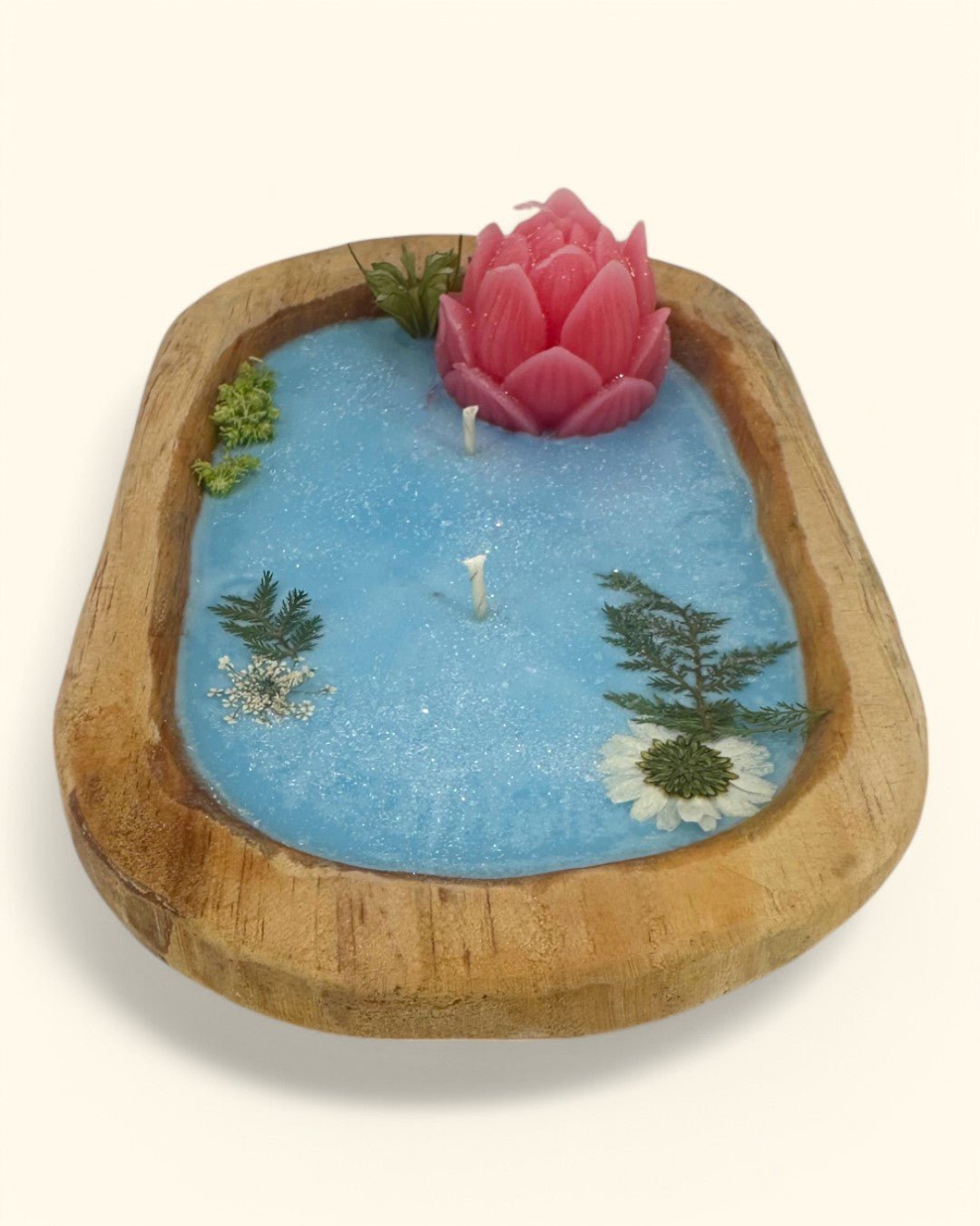 Lotus Bloom Dough Bowl Candle in Natural Wood、mySite、topwebapps