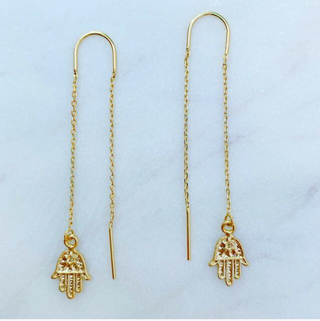 Tiny Hamsa Ear Threaders Earrings、mySite、topwebapps