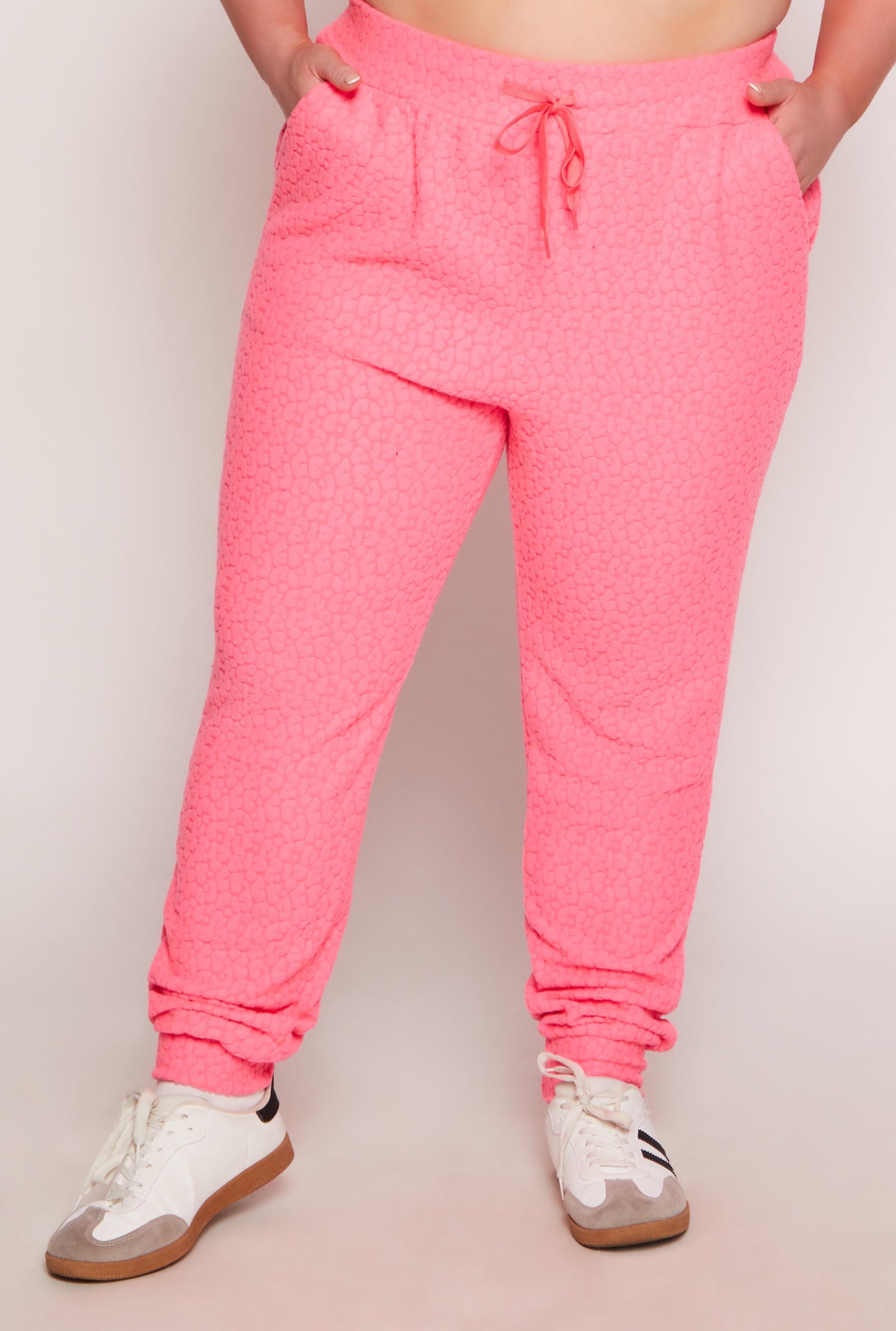 Plus Size Leopard Textured Knit Joggers、mySite、camillekostekn